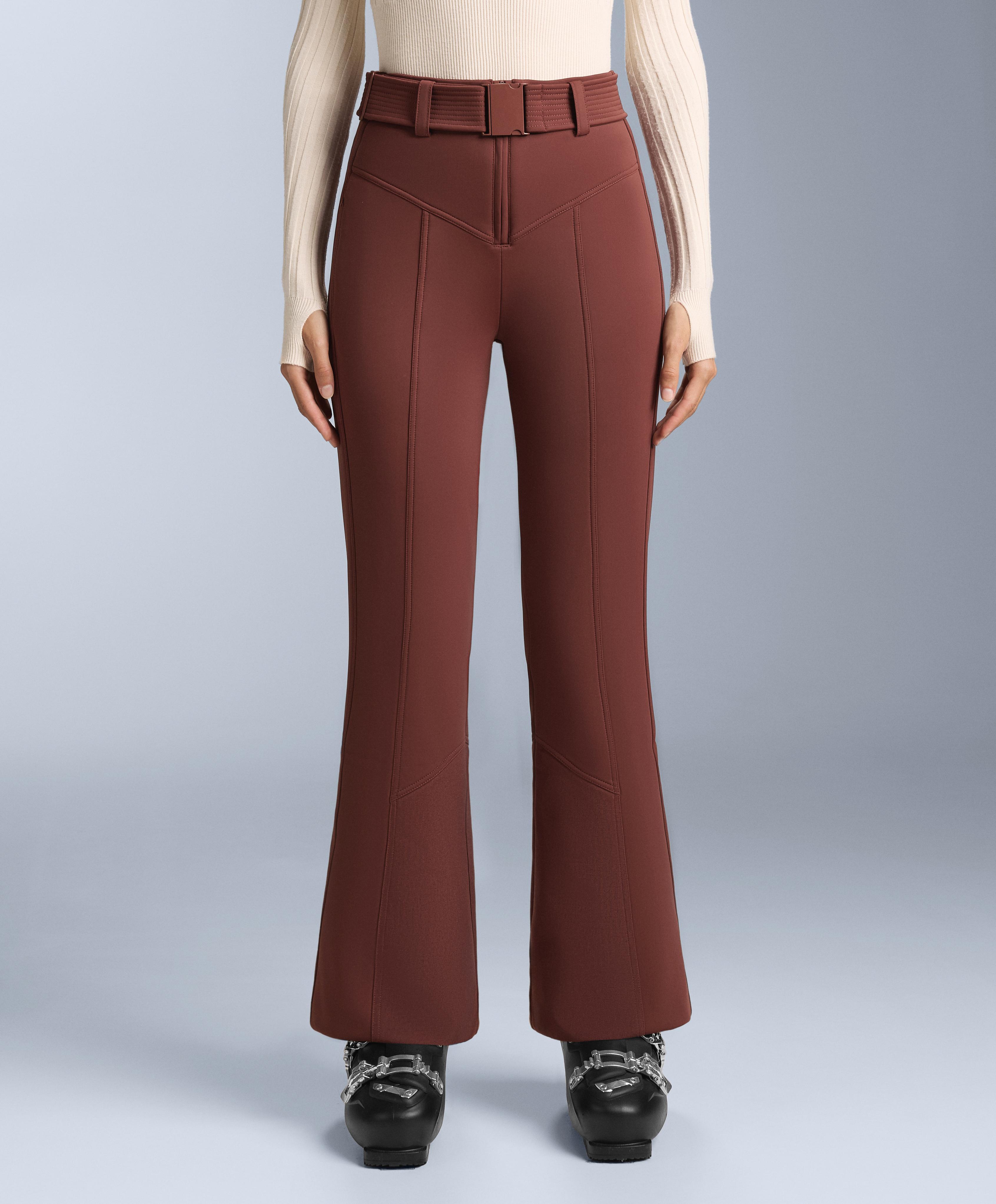 Water-resistant high-rise flare stretch SKI trousers — TERRACOTTA