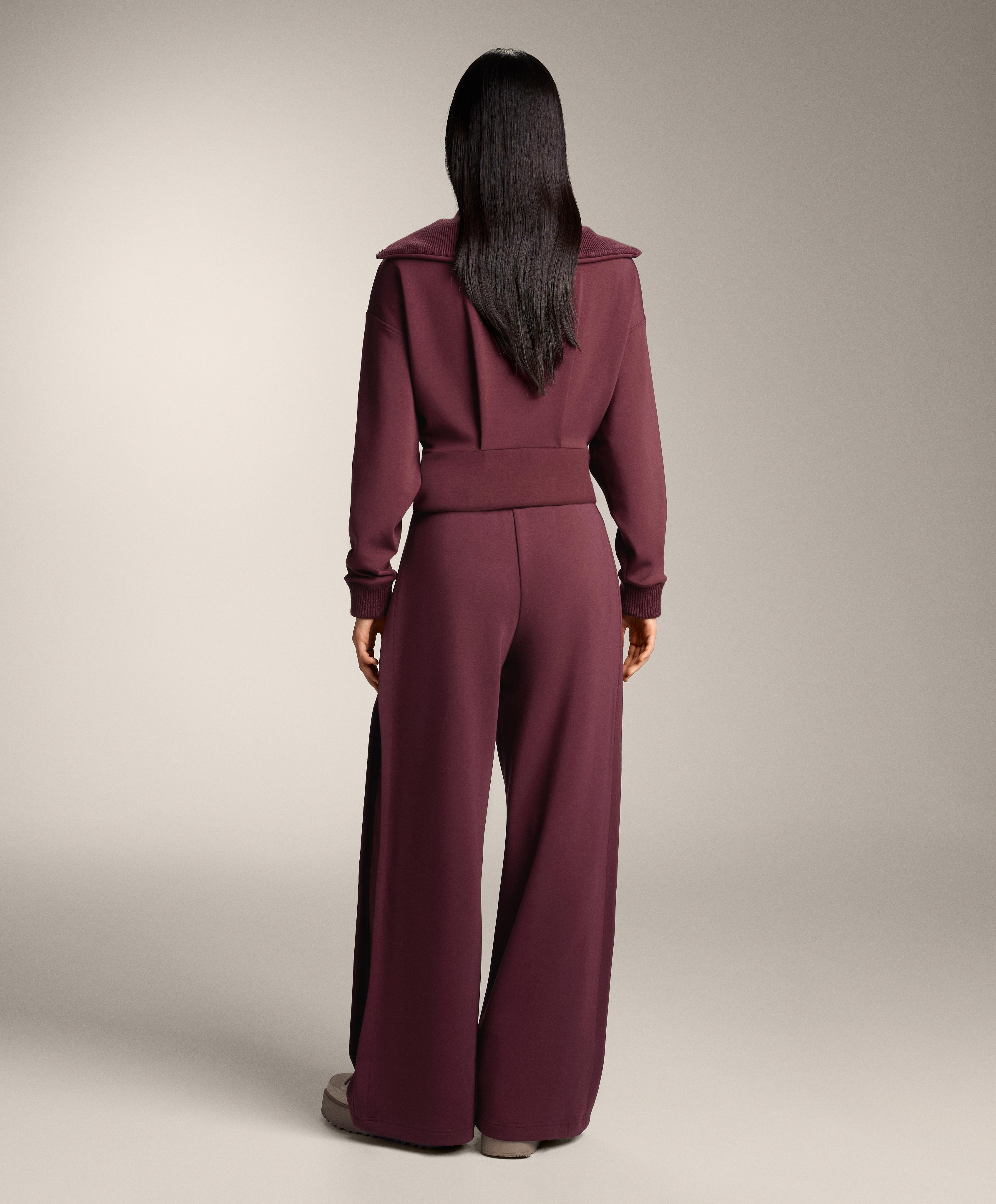 Cocoon trousers with side pleat and brushed modal — MAROON