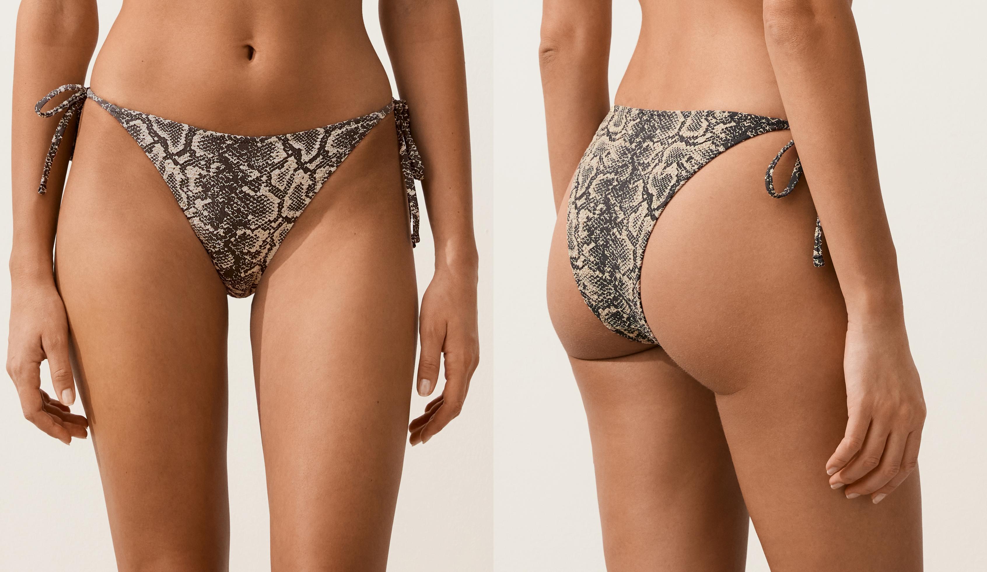 Snake print medium-coverage tie bikini briefs