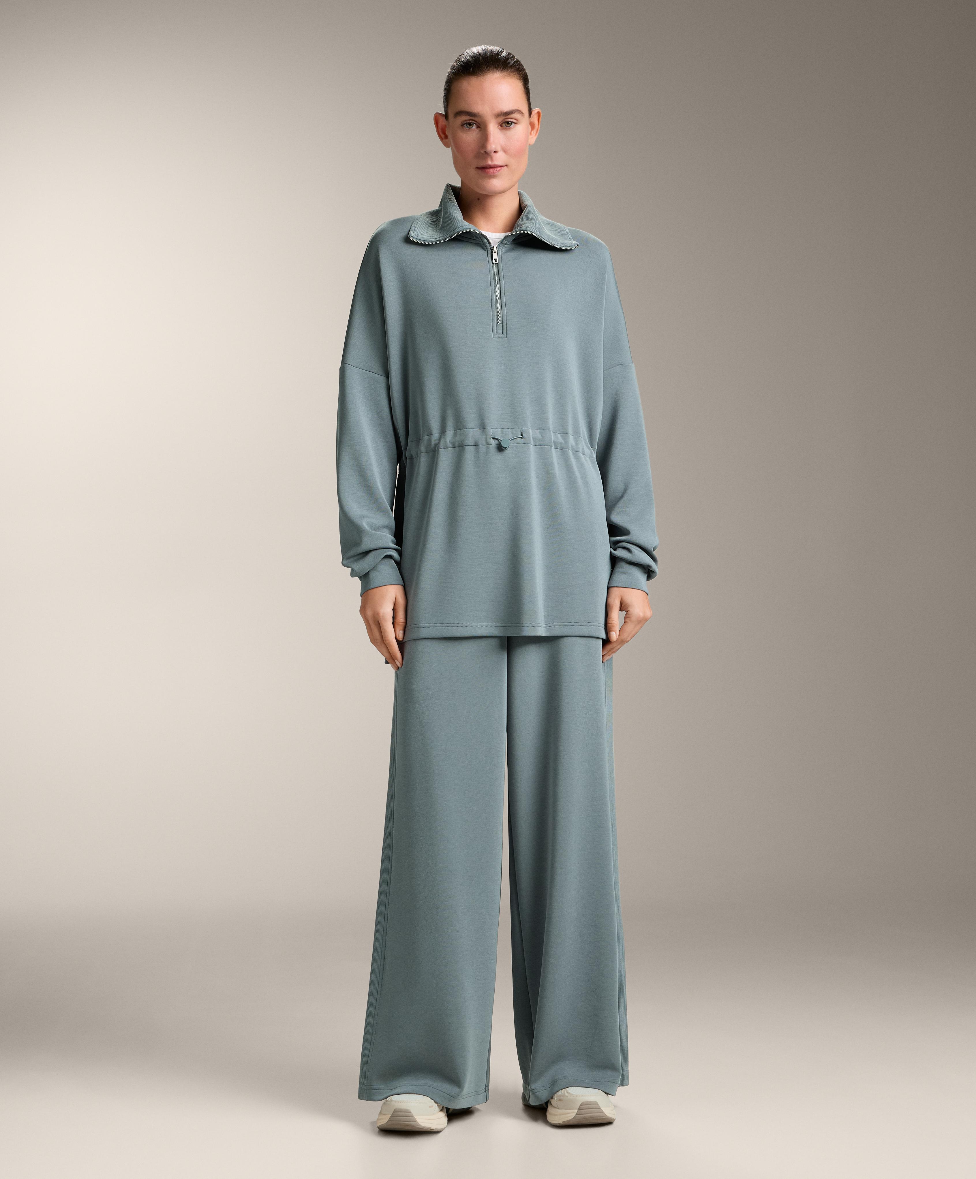 Half-zip sweatshirt with soft-touch modal — DARK GREY-BLUE