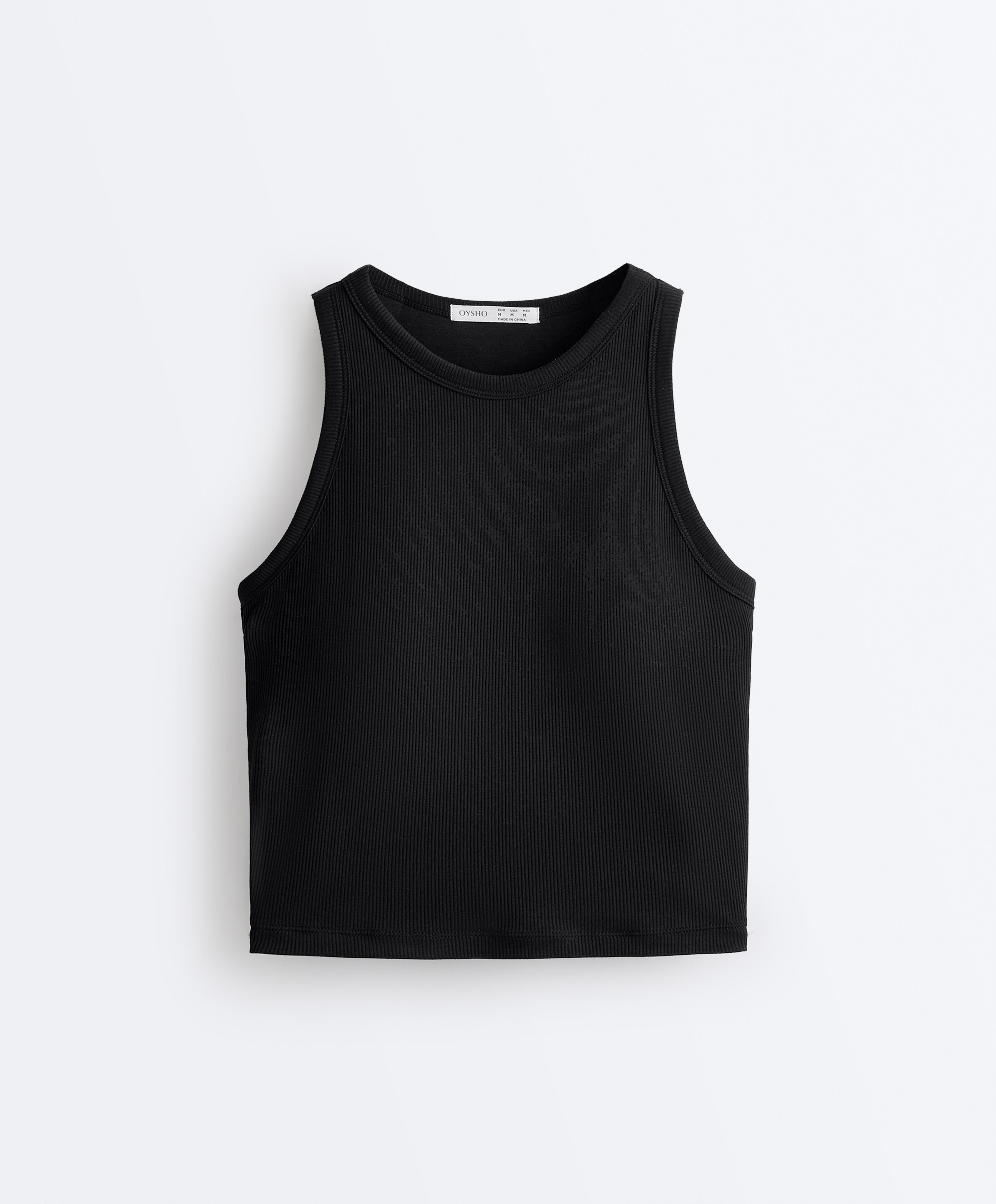 Rib modal blend long tank top — BLACK