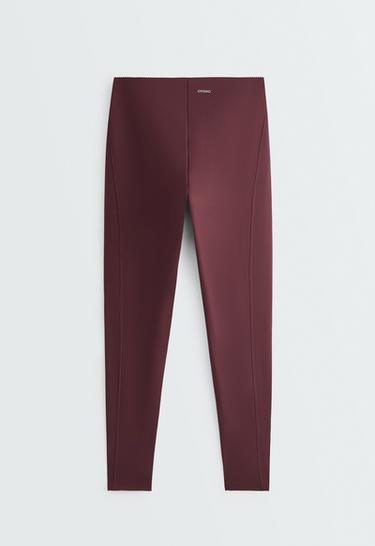 Ankle-length high rise Compressive core control leggings — BURGUNDY 7