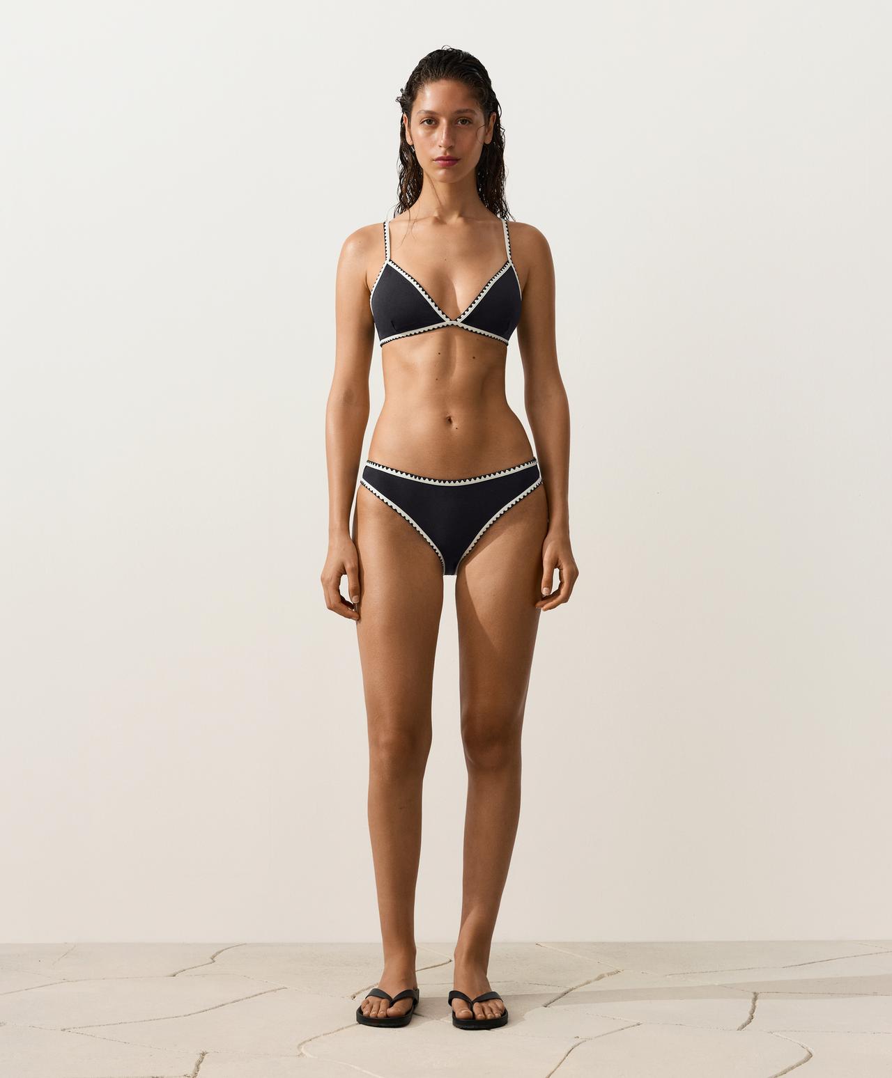 Contrast stitch classic bikini briefs — BLACK