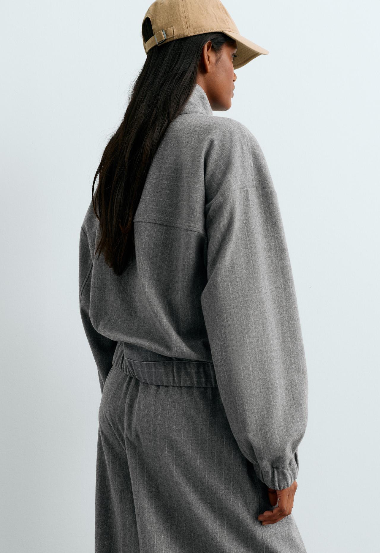 Pinstripe jacket, 15% wool — MID GREY