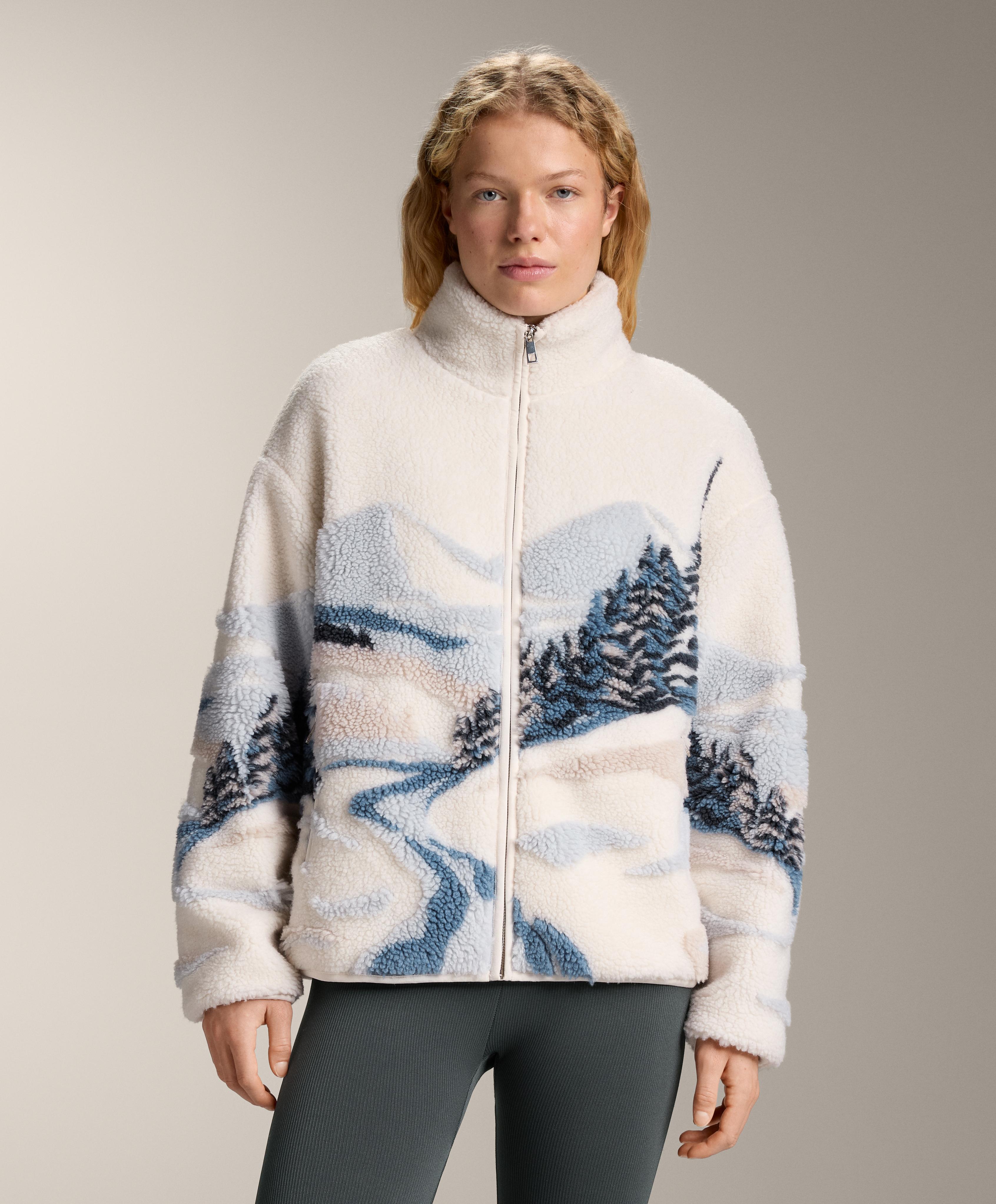 Faux-shearling jacket with mountain print