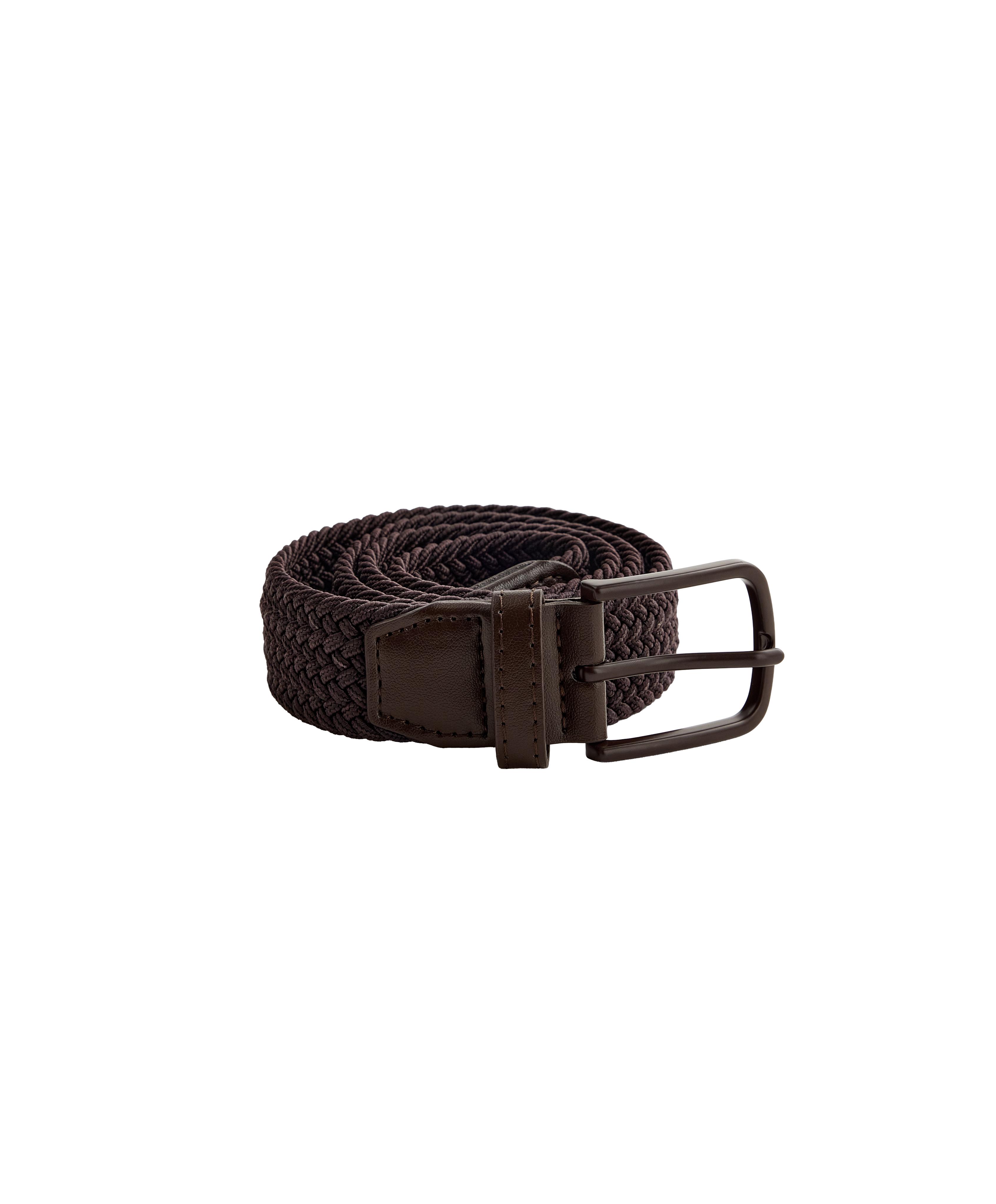 PLAITED ELASTIC BELT — BROWN