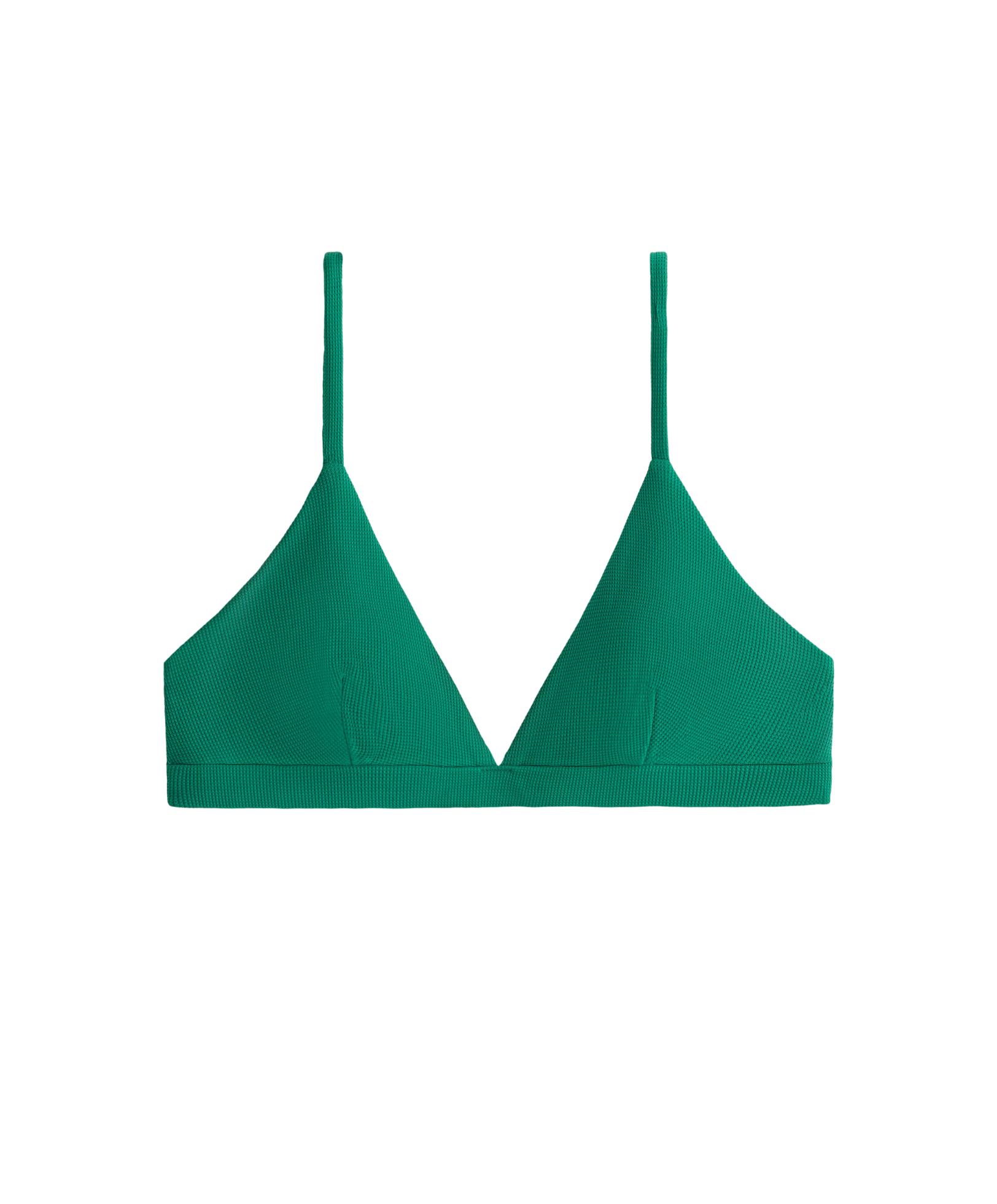 Piqué triangle bikini top — PALE EMERALD