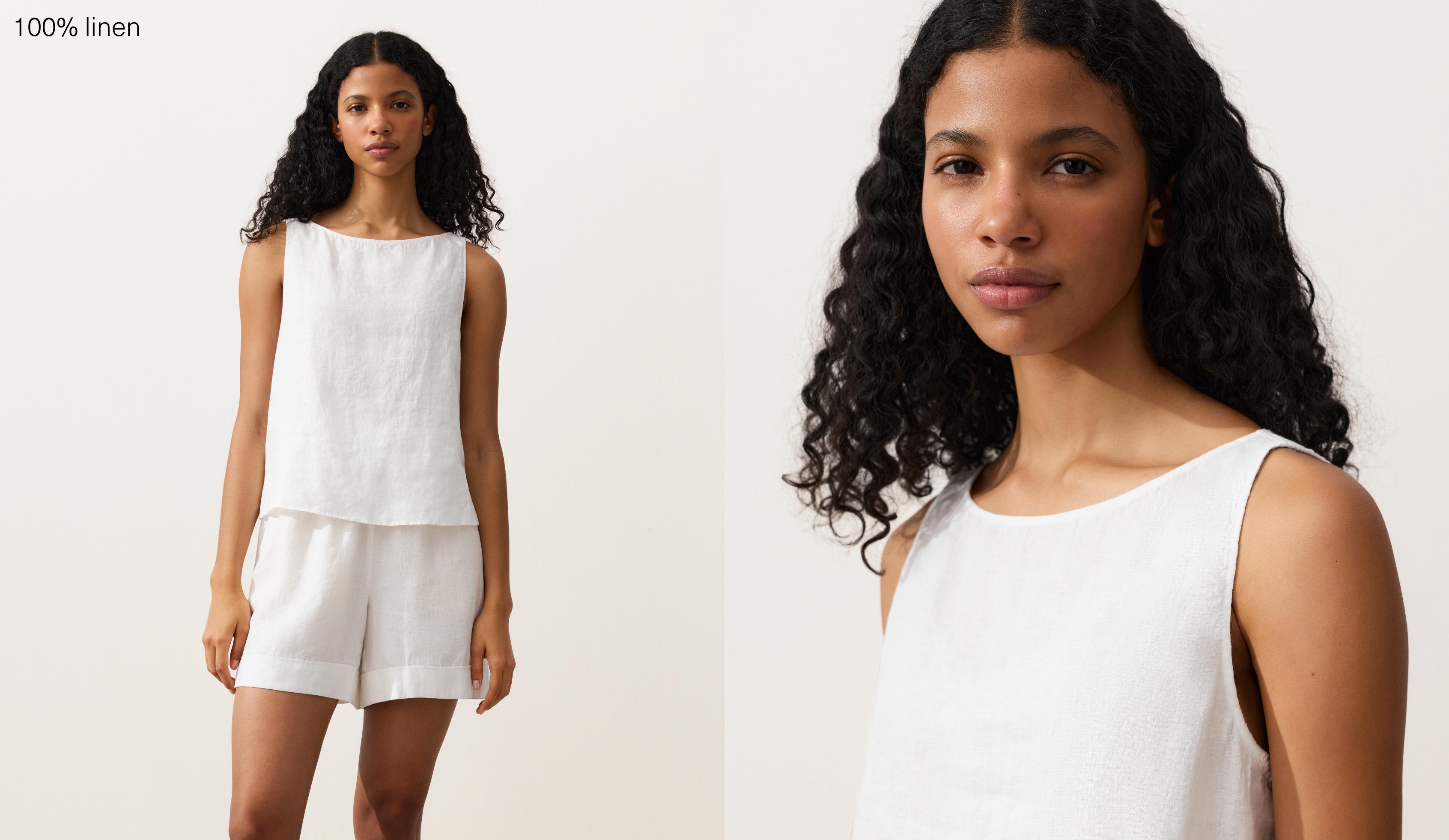 100% linen boxy top — WHITE