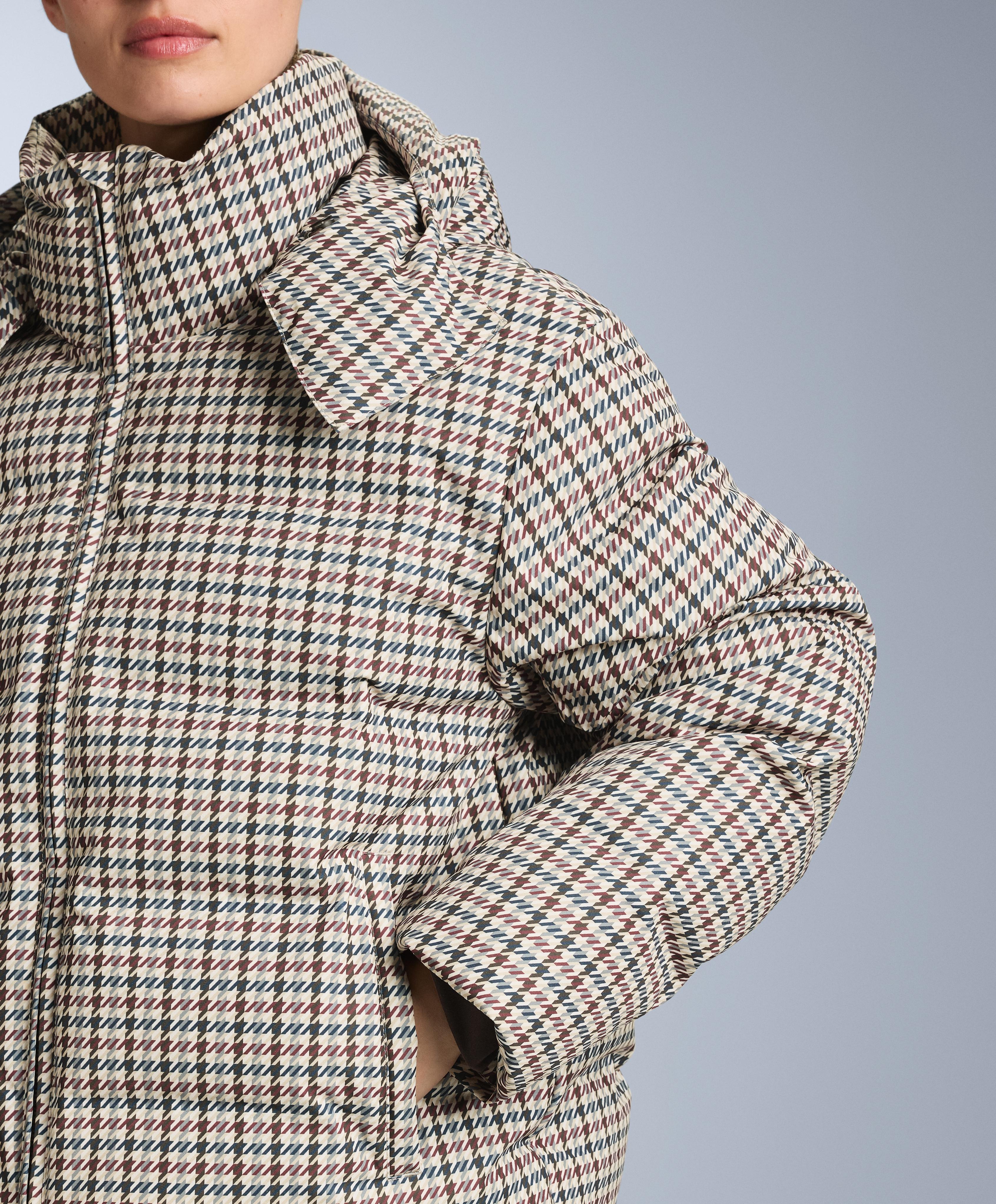Printed padded jacket 80% down and 20% feather MINARDI PIUME SKI 10k — PALE MINK