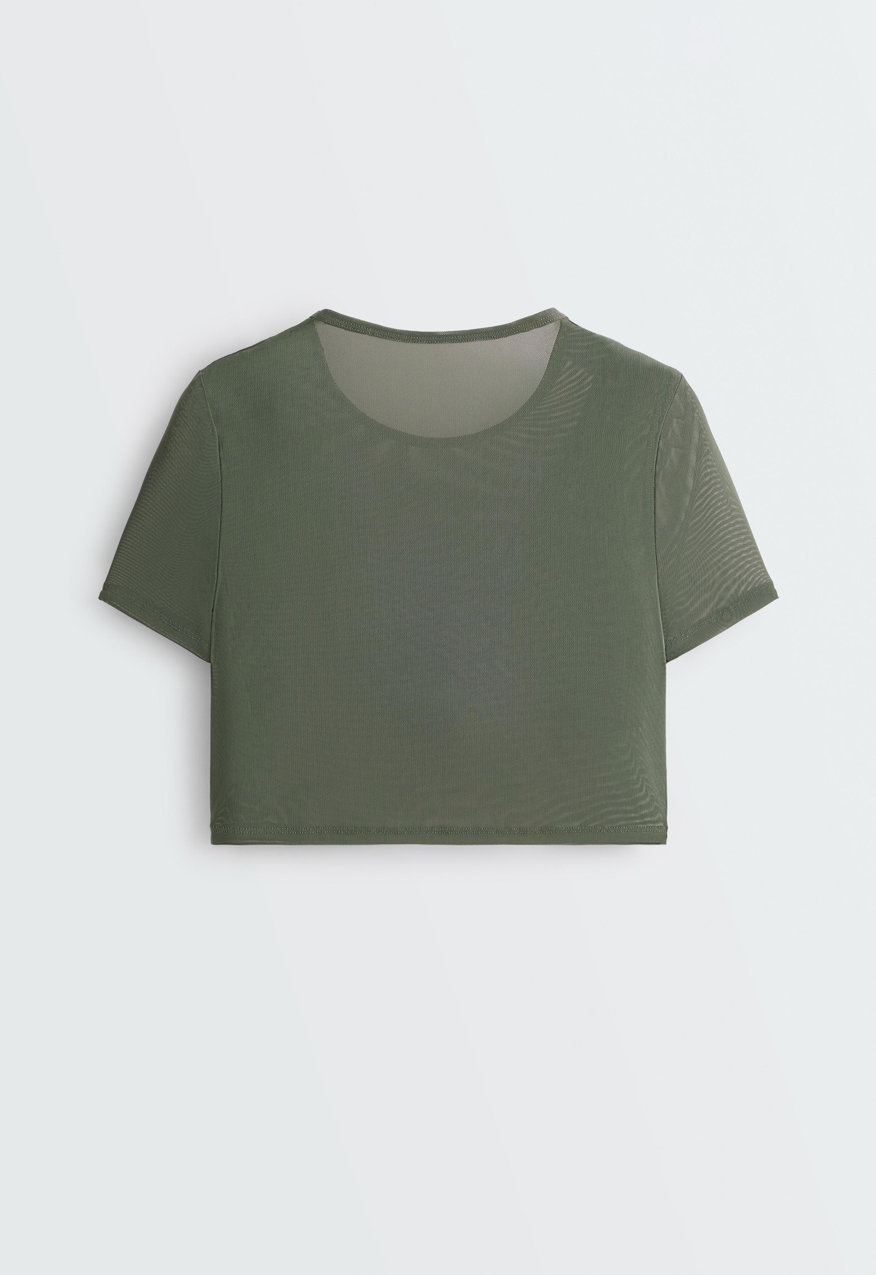 Evermove short-sleeved overlay tank top — KHAKI