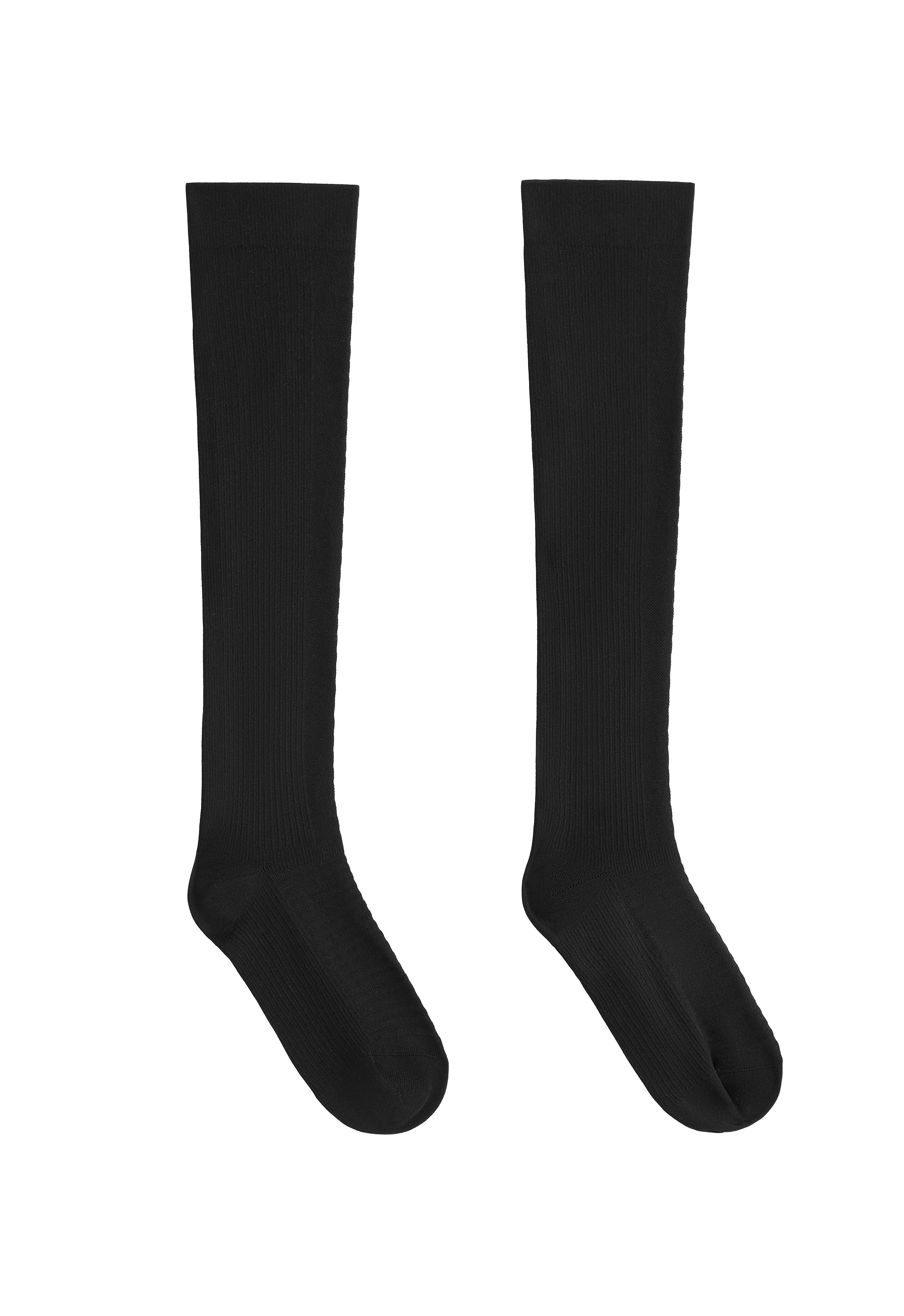 Knee-high polyamide blend socks — BLACK