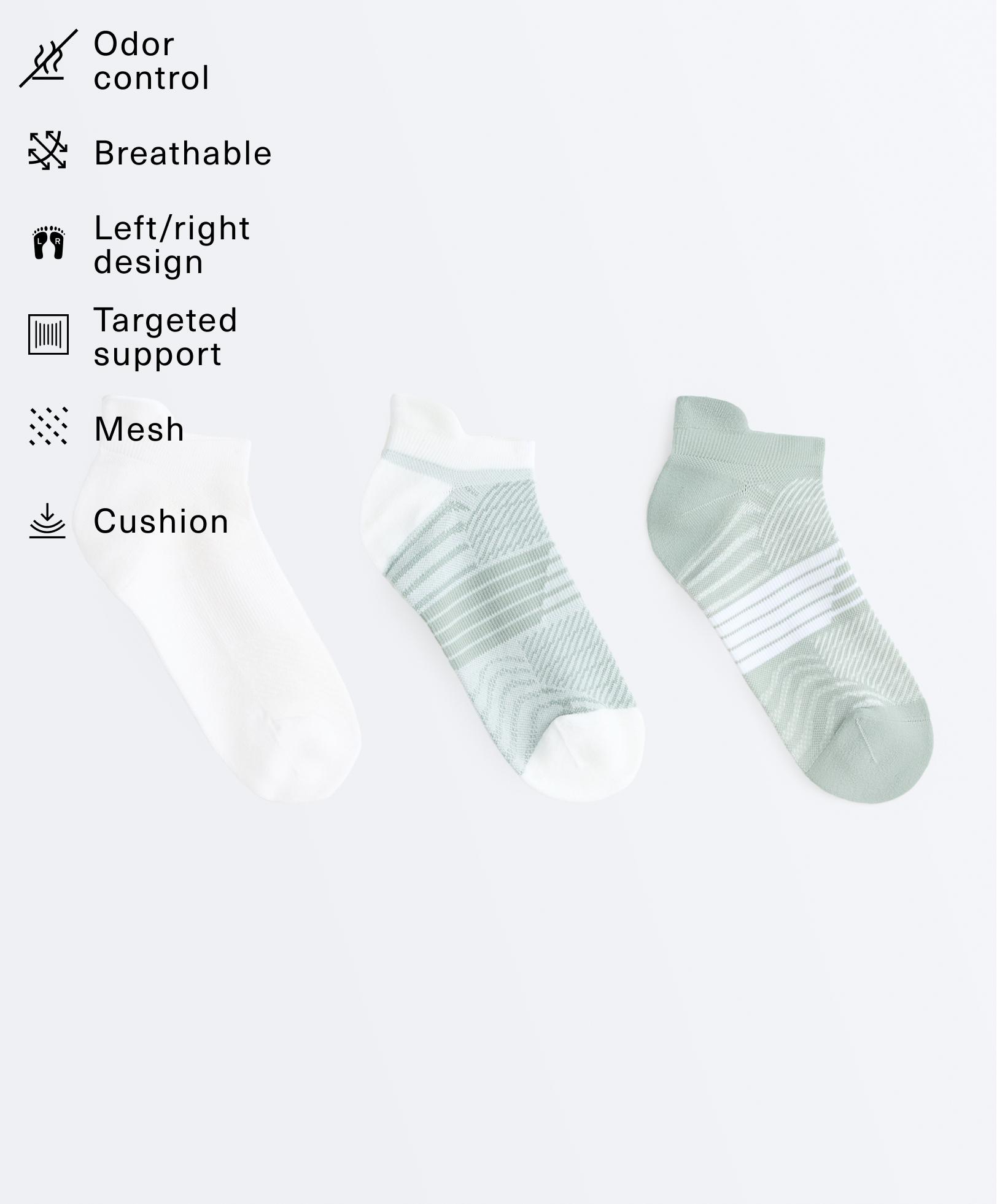 3 pairs of polyamide blend sports sneaker socks with heel tab — DUSTY-BLUE