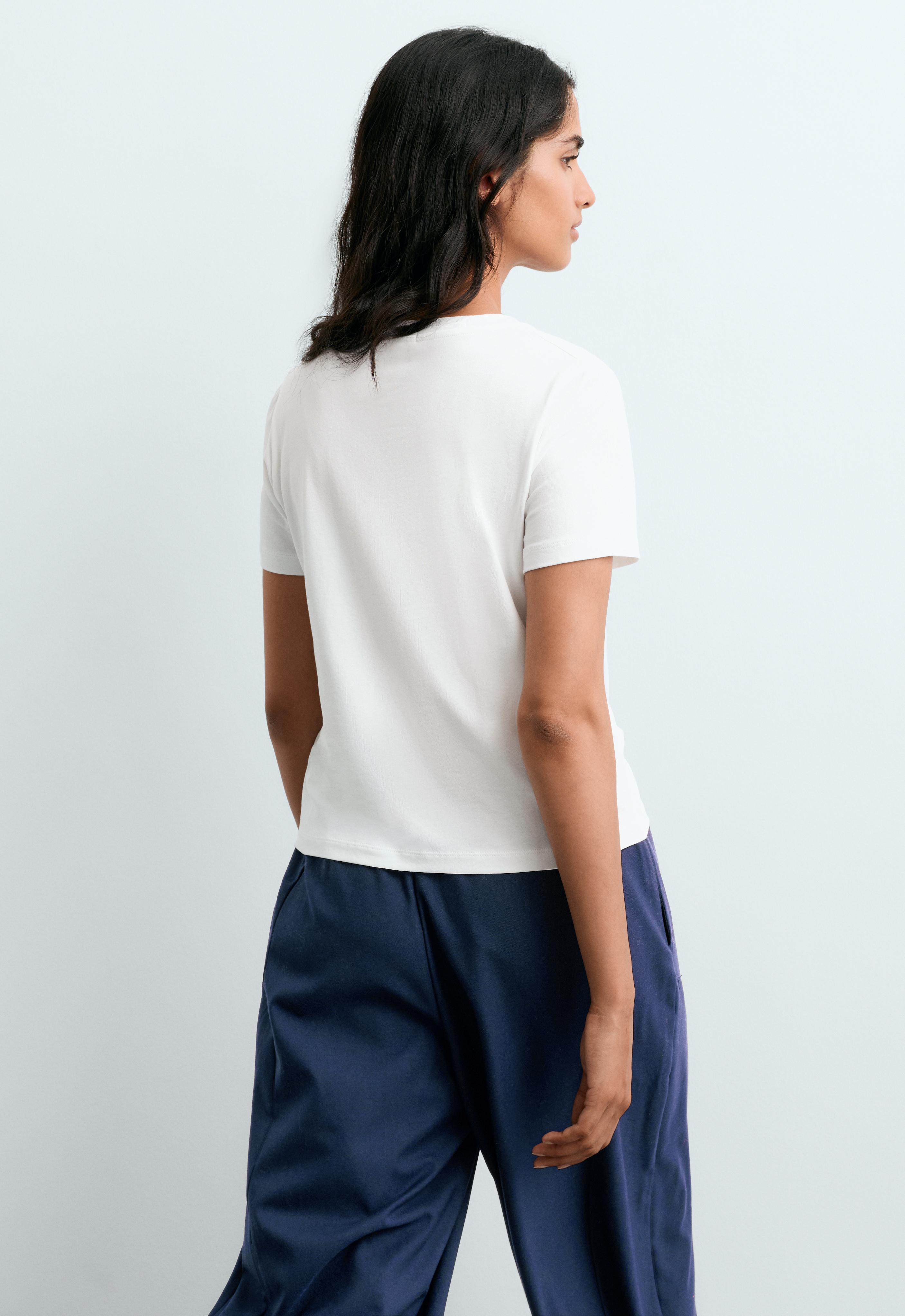 Regular-fit cotton blend slogan T-shirt — WHITE 