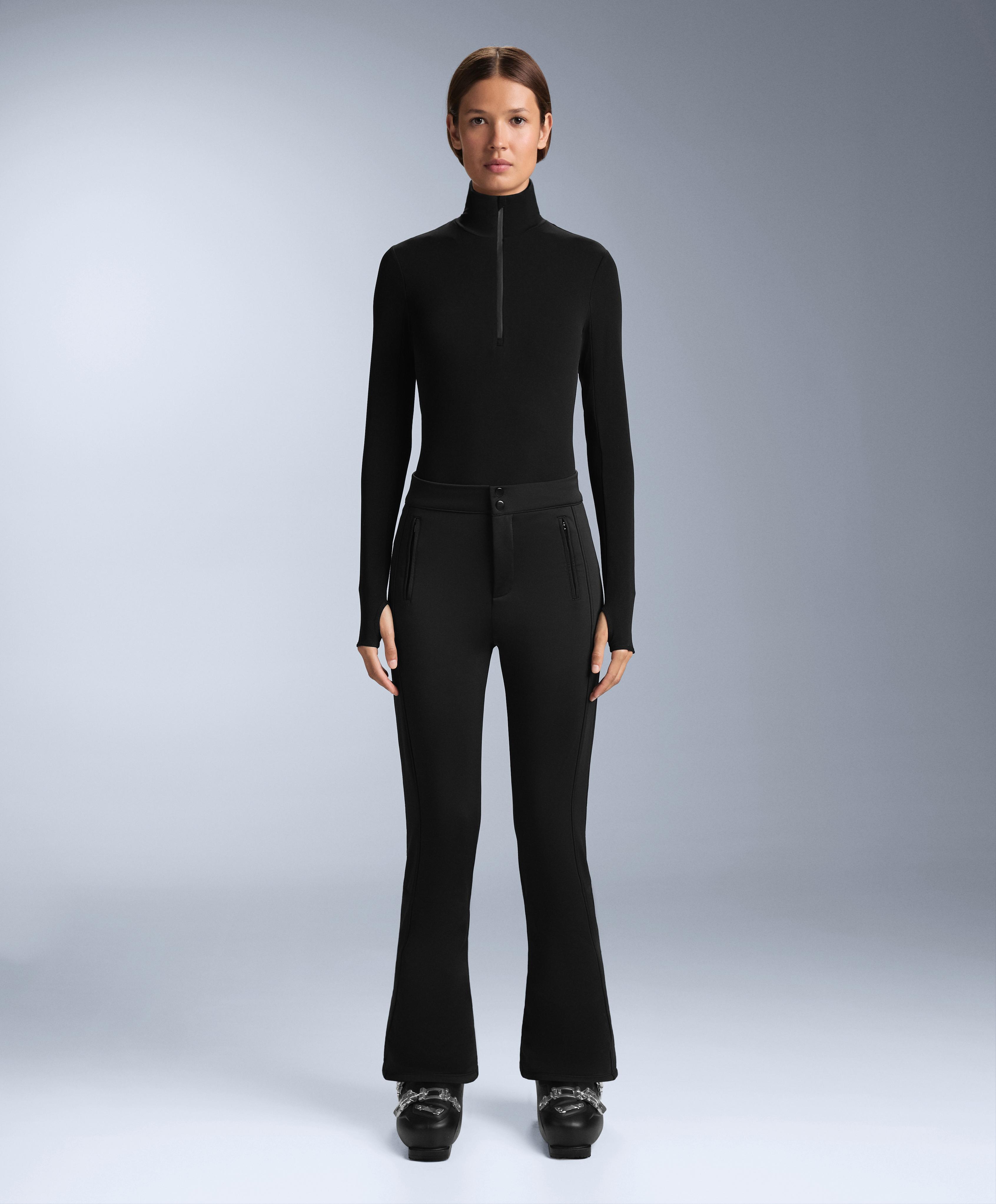 Thermal base layer half-zip top — BLACK