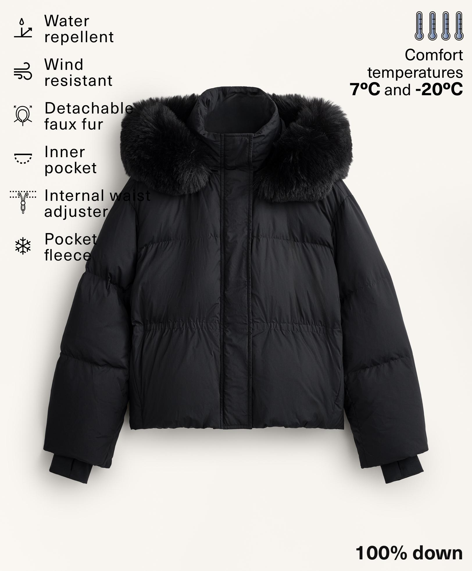 Short 100% down padded jacket — BLACK