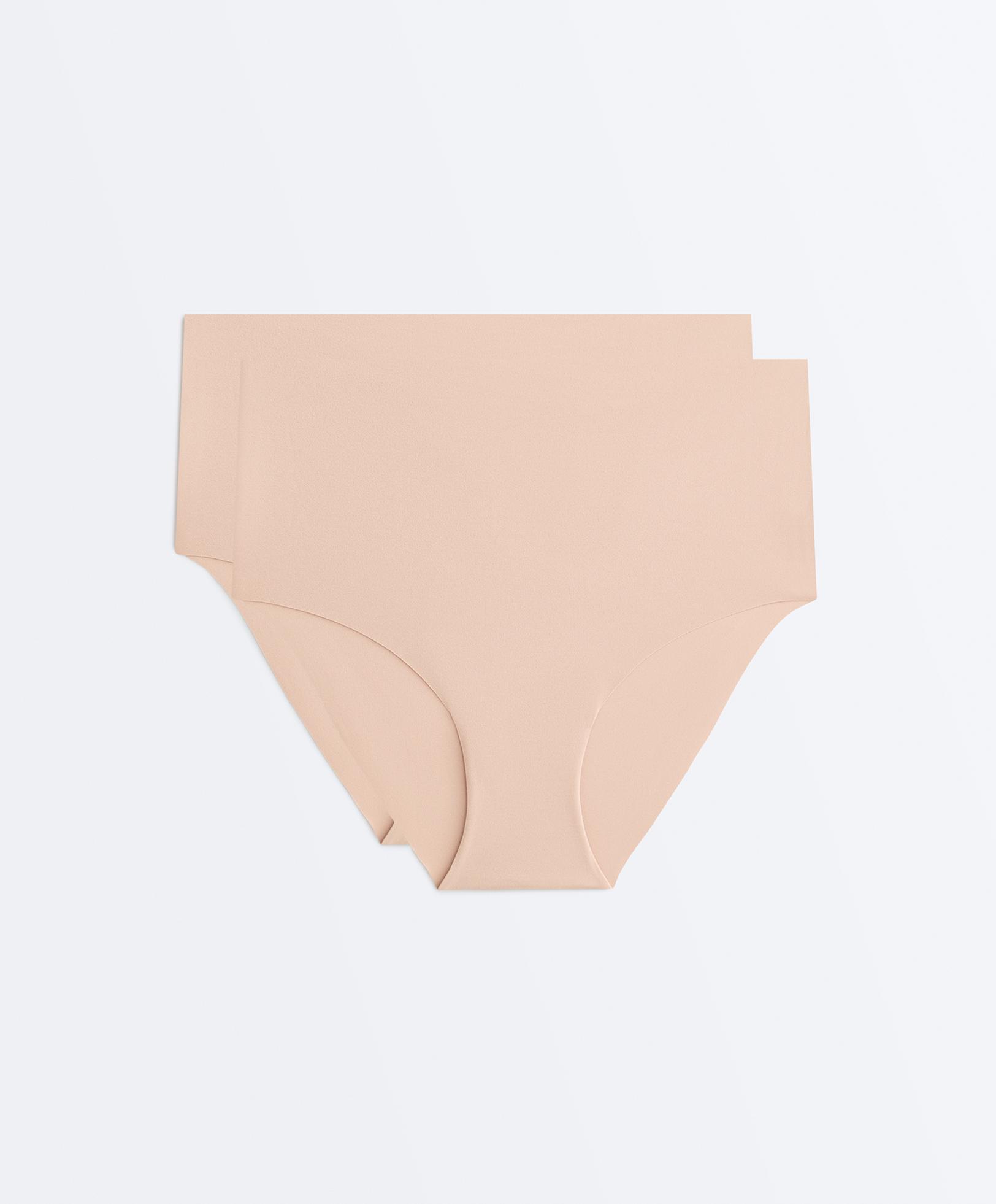 2 invisible polyamide blend mid-rise classic briefs — BEIGE