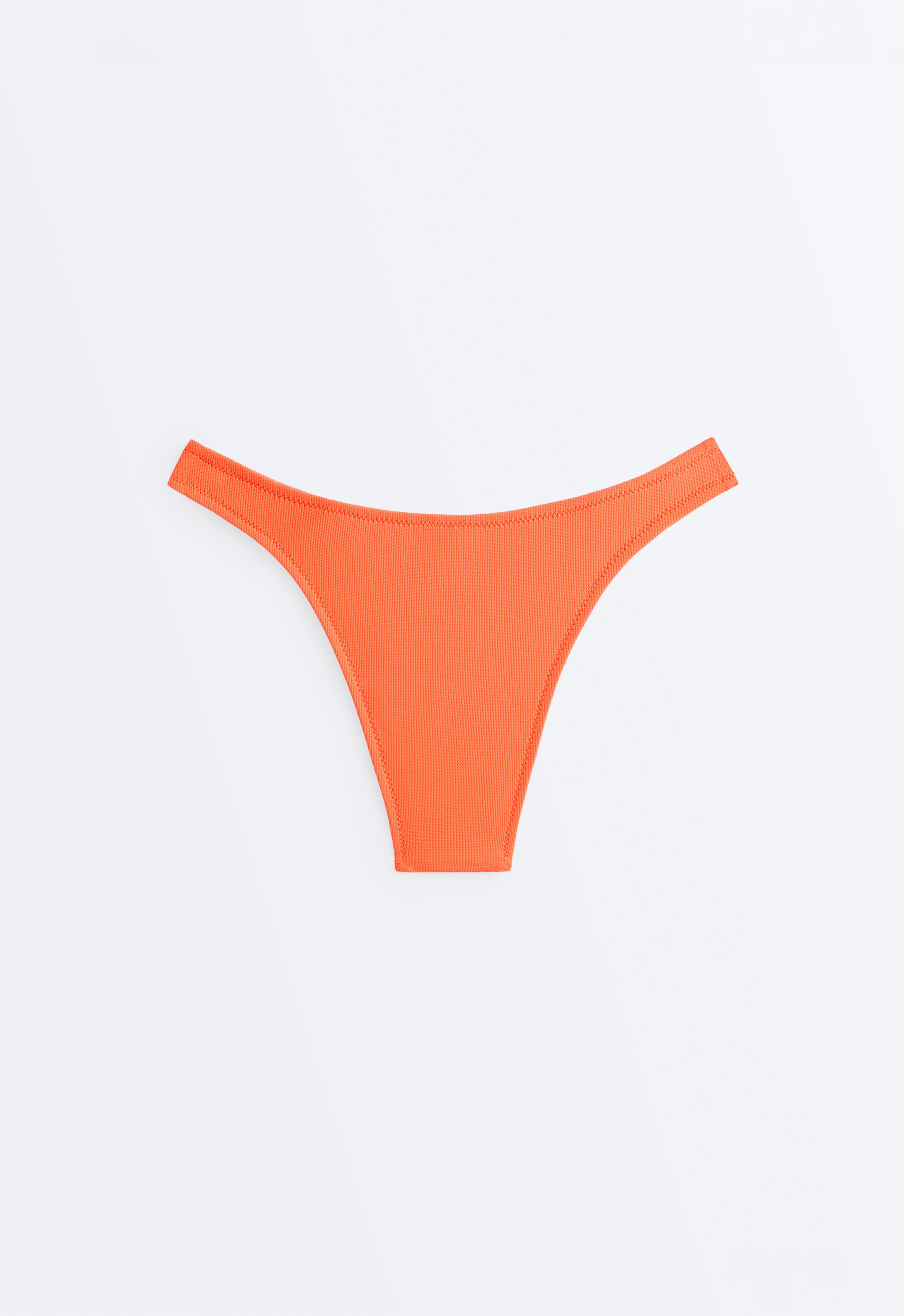 Piqué medium-coverage U-cut bikini briefs — WASHED ORANGE