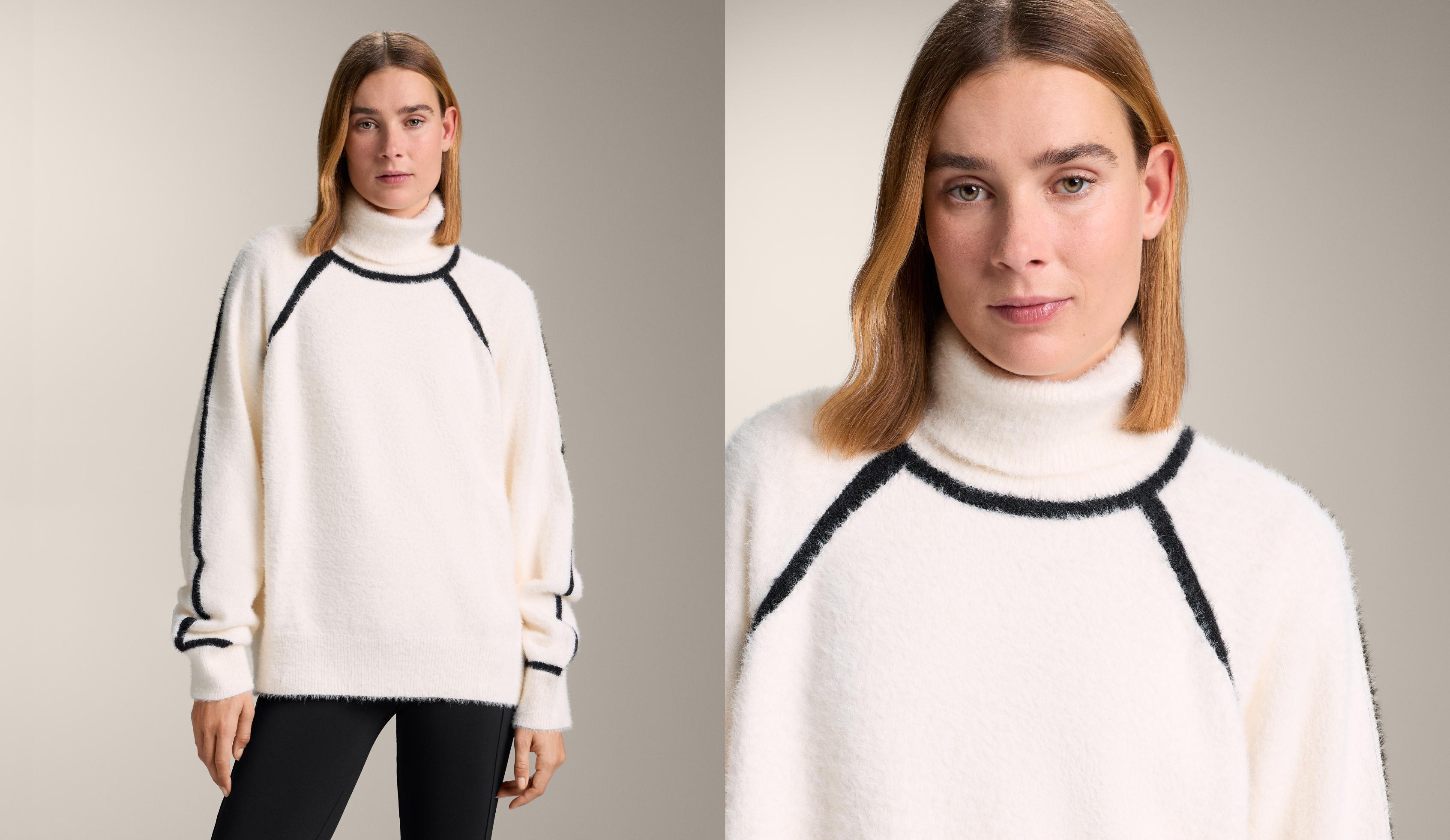 Strickpullover mit Piping und Stehkragen Strickpullover mit Piping und Stehkragen