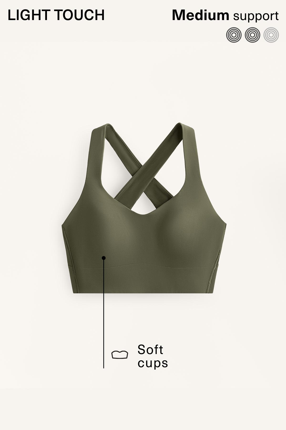 Medium-support Light Touch crossover bra — KHAKI