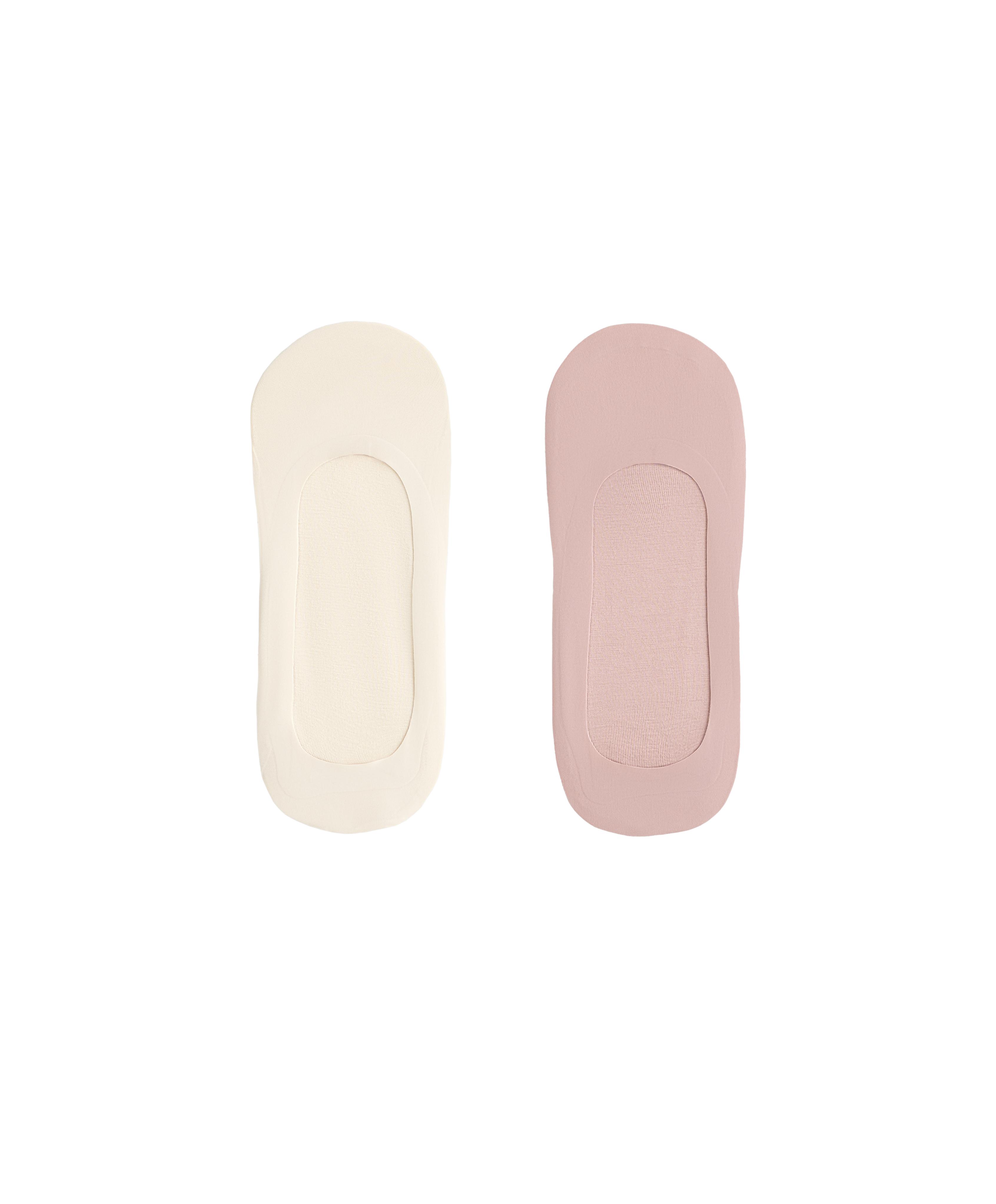 2 pairs of medium-cut invisible microfibre socks — PALE PINK