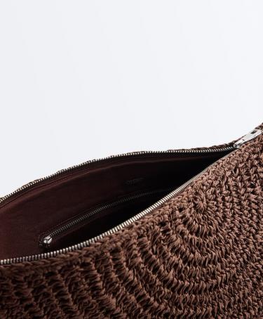 Large raffia-effect bag — BROWN 4