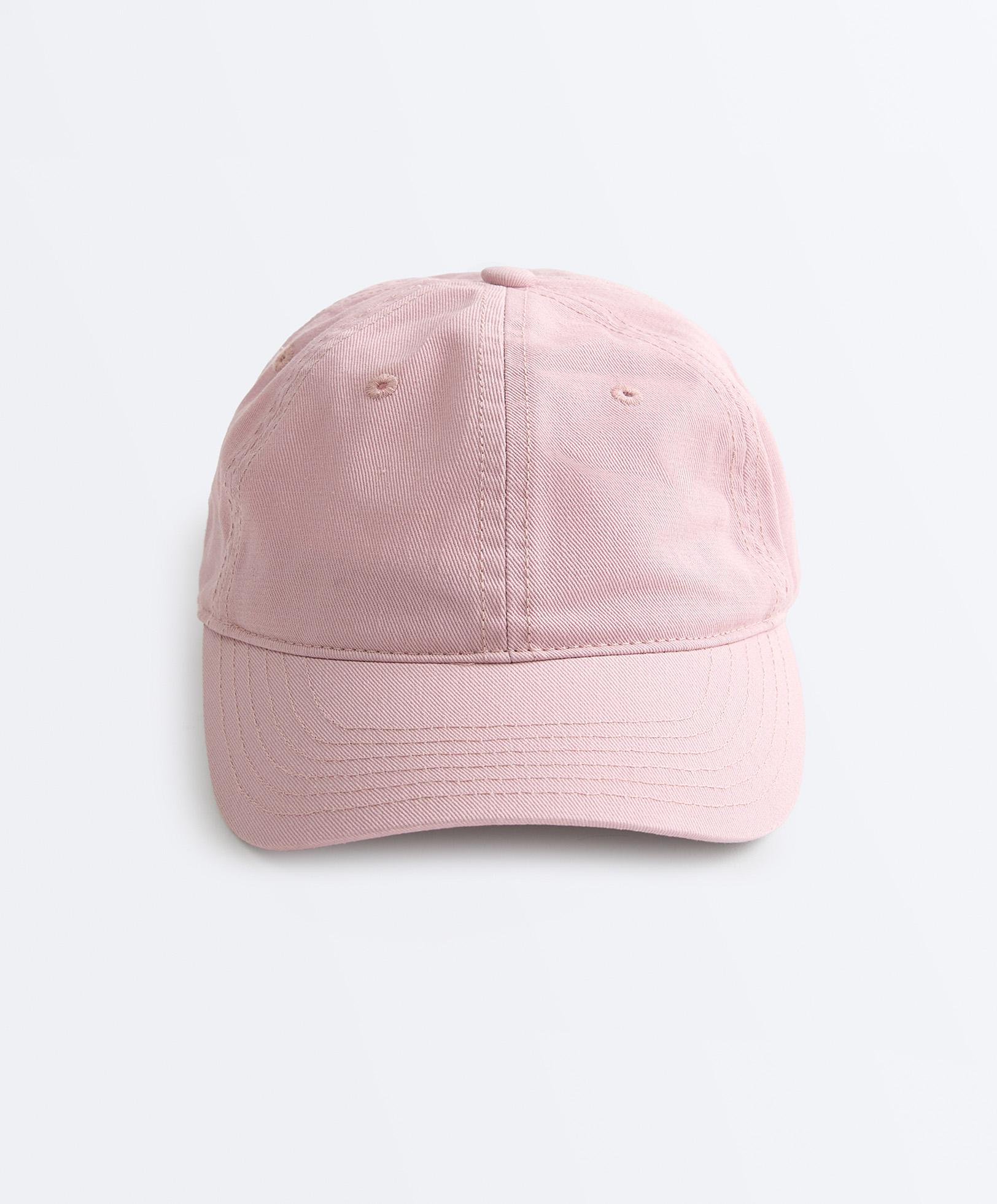 Washed-effect 100% cotton cap with tie — PALE PINK