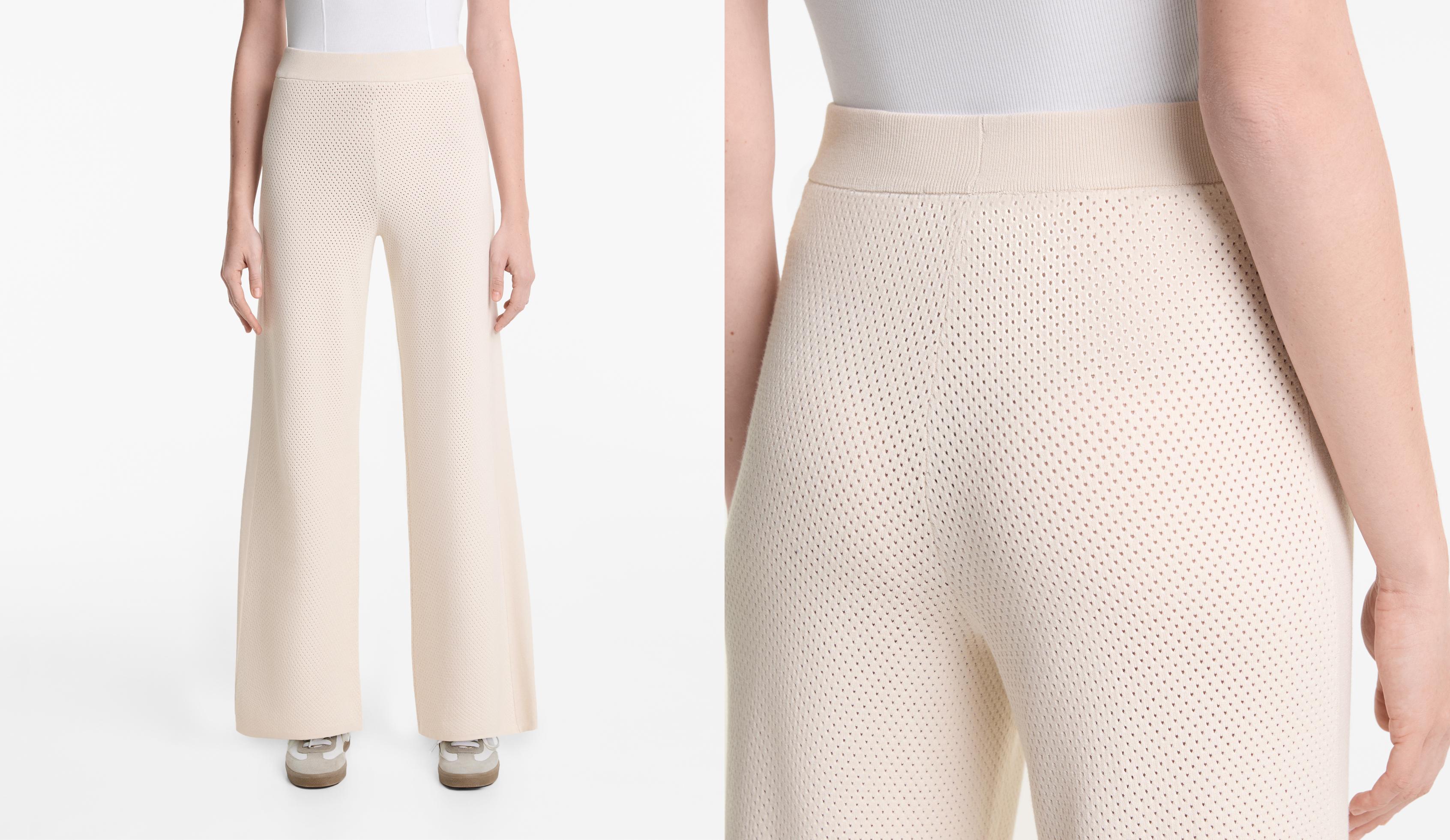 Openwork knit straight-leg trousers