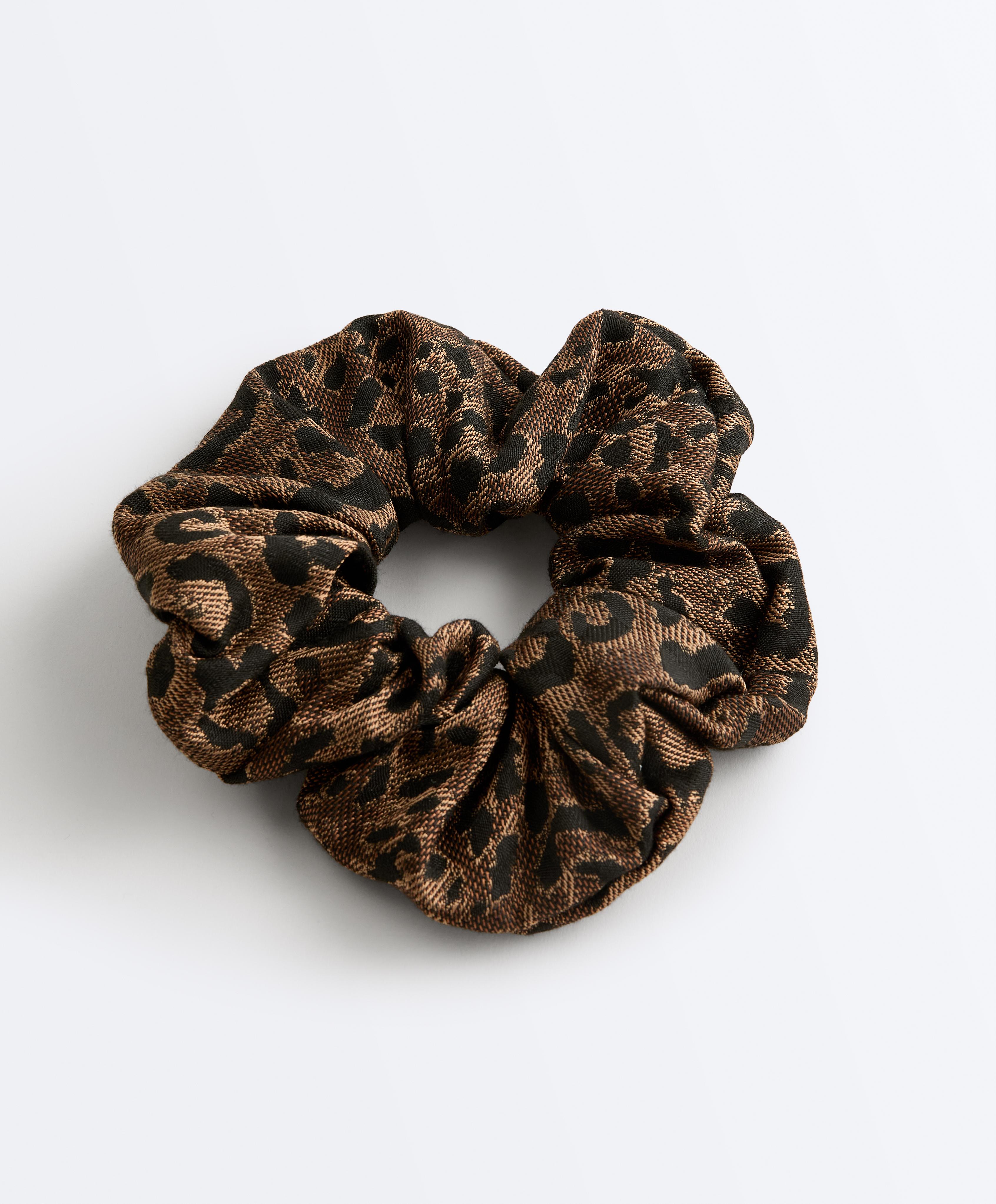 Elástico de cabelo grande jacquard leopardo Elástico de cabelo grande jacquard leopardo