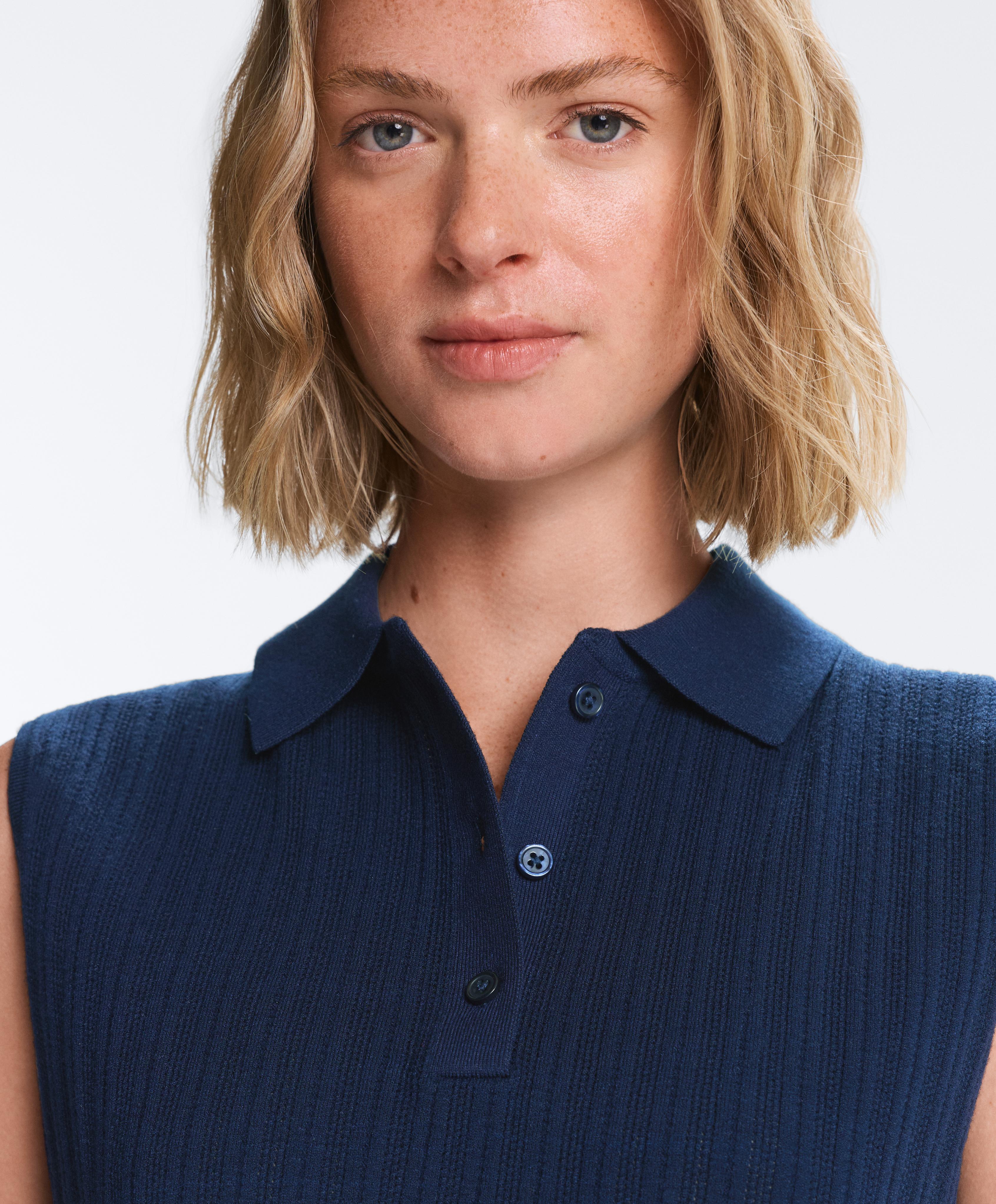 Sleeveless open knit jumper — NAVY BLUE