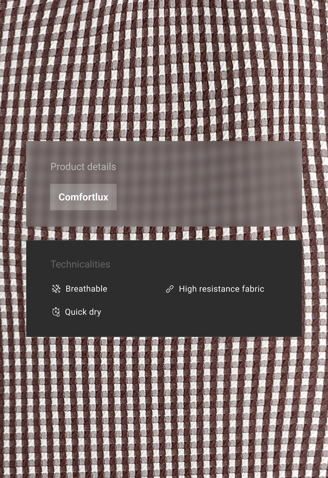 Comfortlux gingham short jumpsuit — DARK REDDISH‑BROWN
