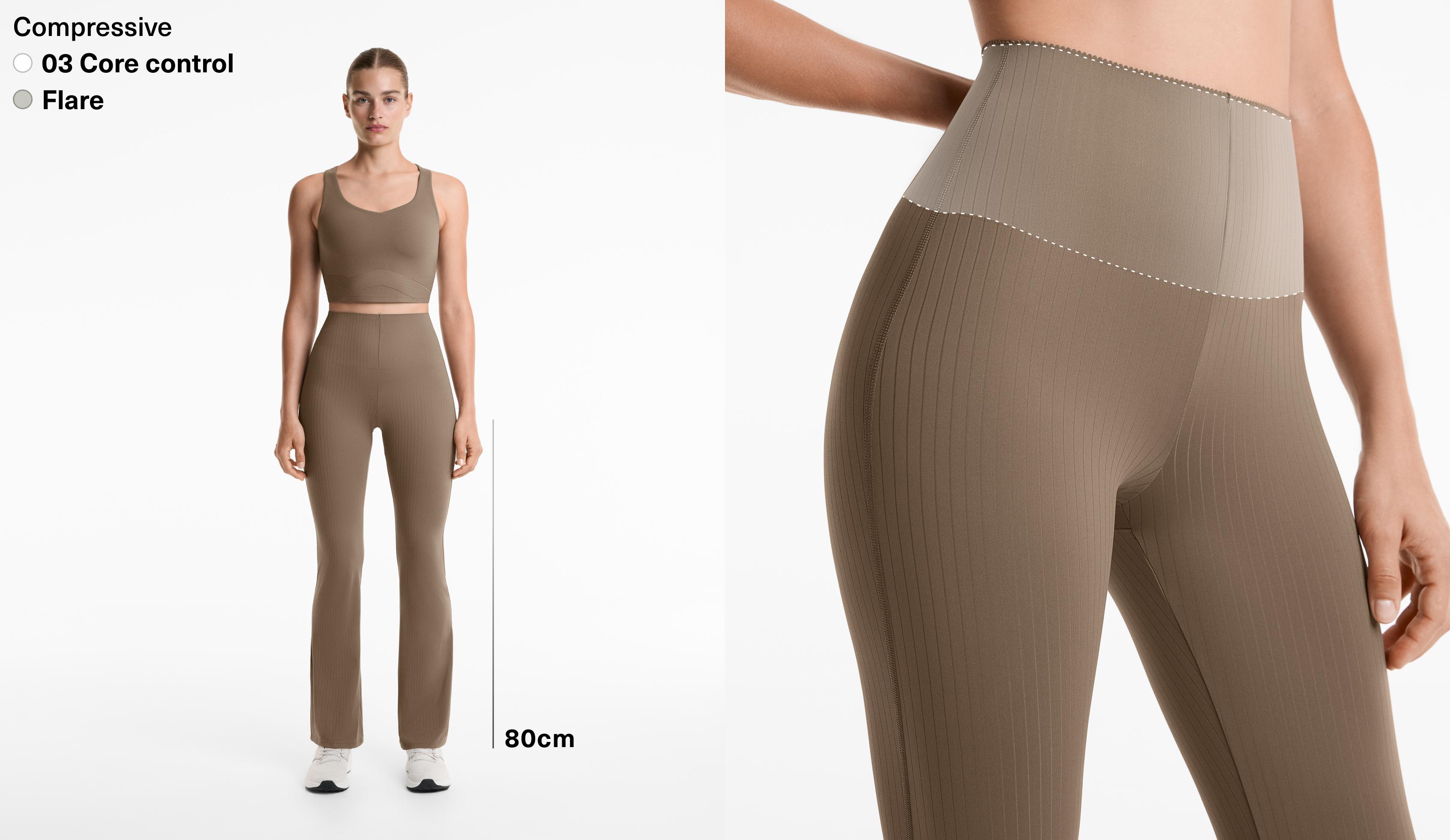 Pantalón flare high rise Compressive core control bloques rayas