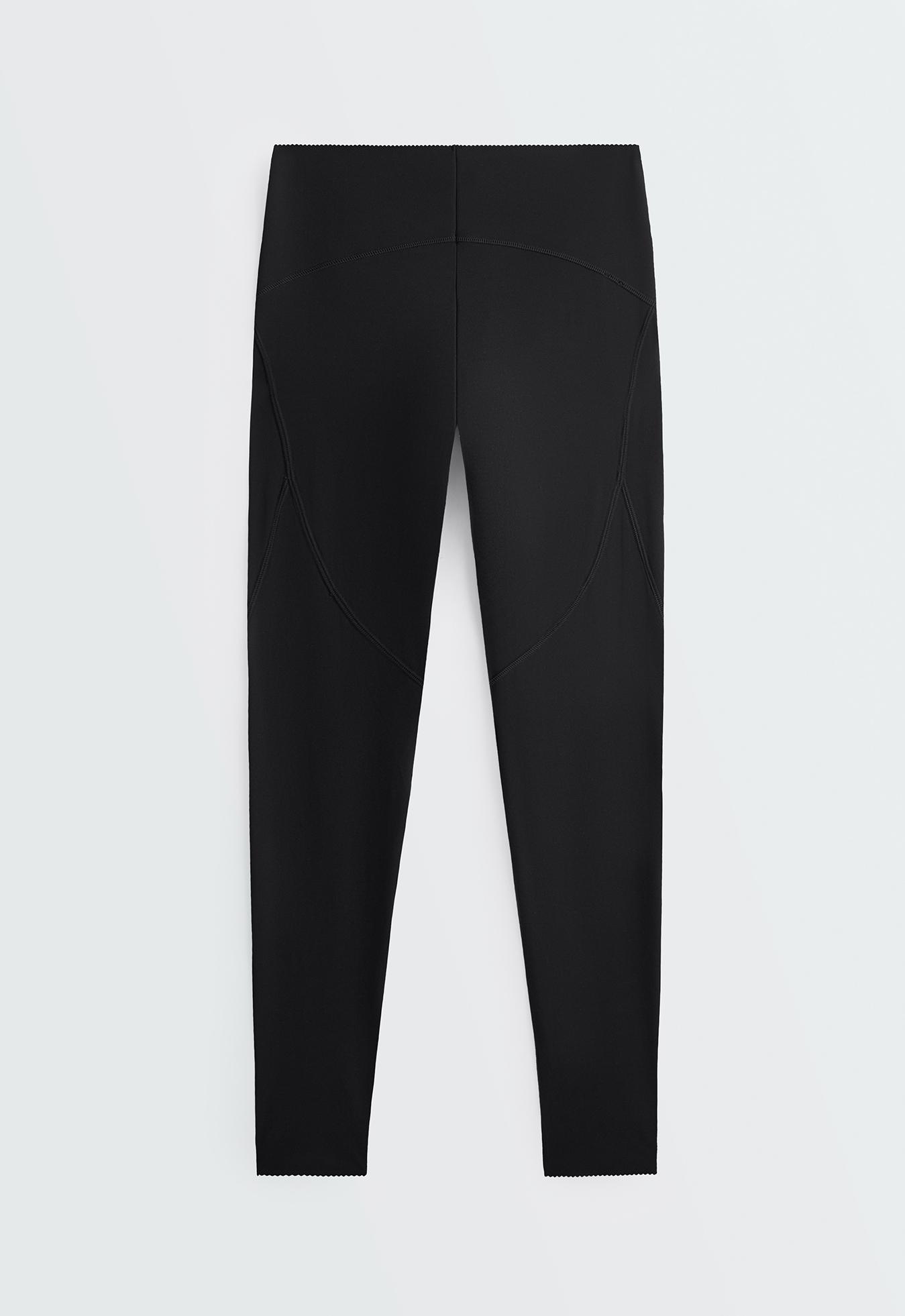 Basic compressive high-waisted ankle-length leggings — BLACK
