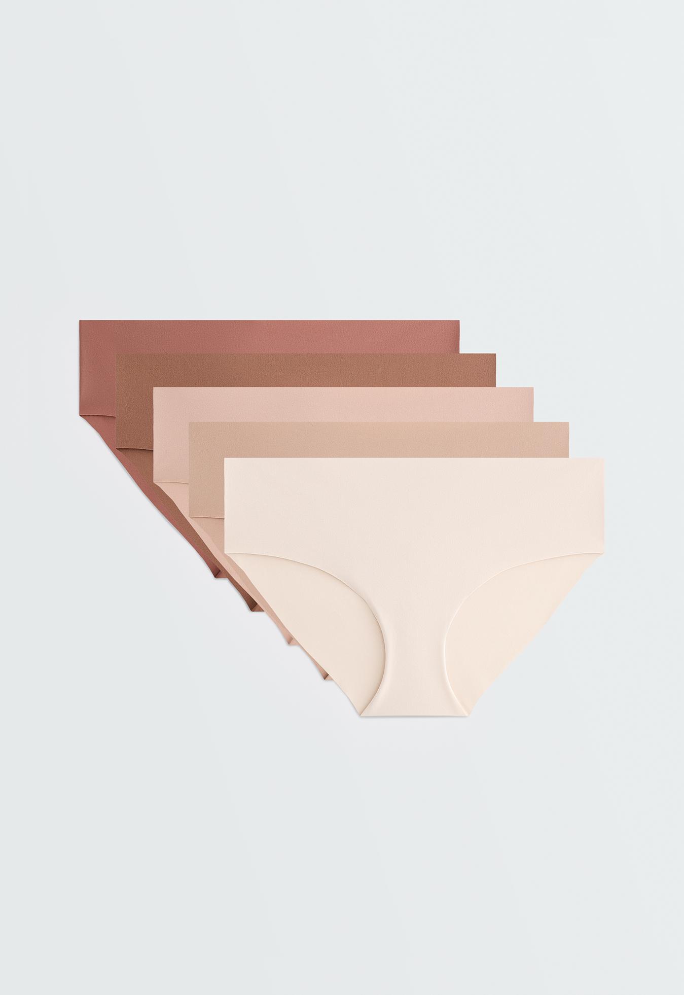 5 invisible polyamide blend PANTONE™ hipster briefs — BEIGE