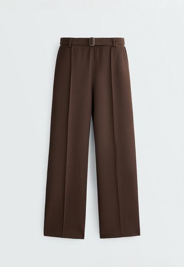 Low-rise slim pique trousers with cotton — DARK BROWN 9