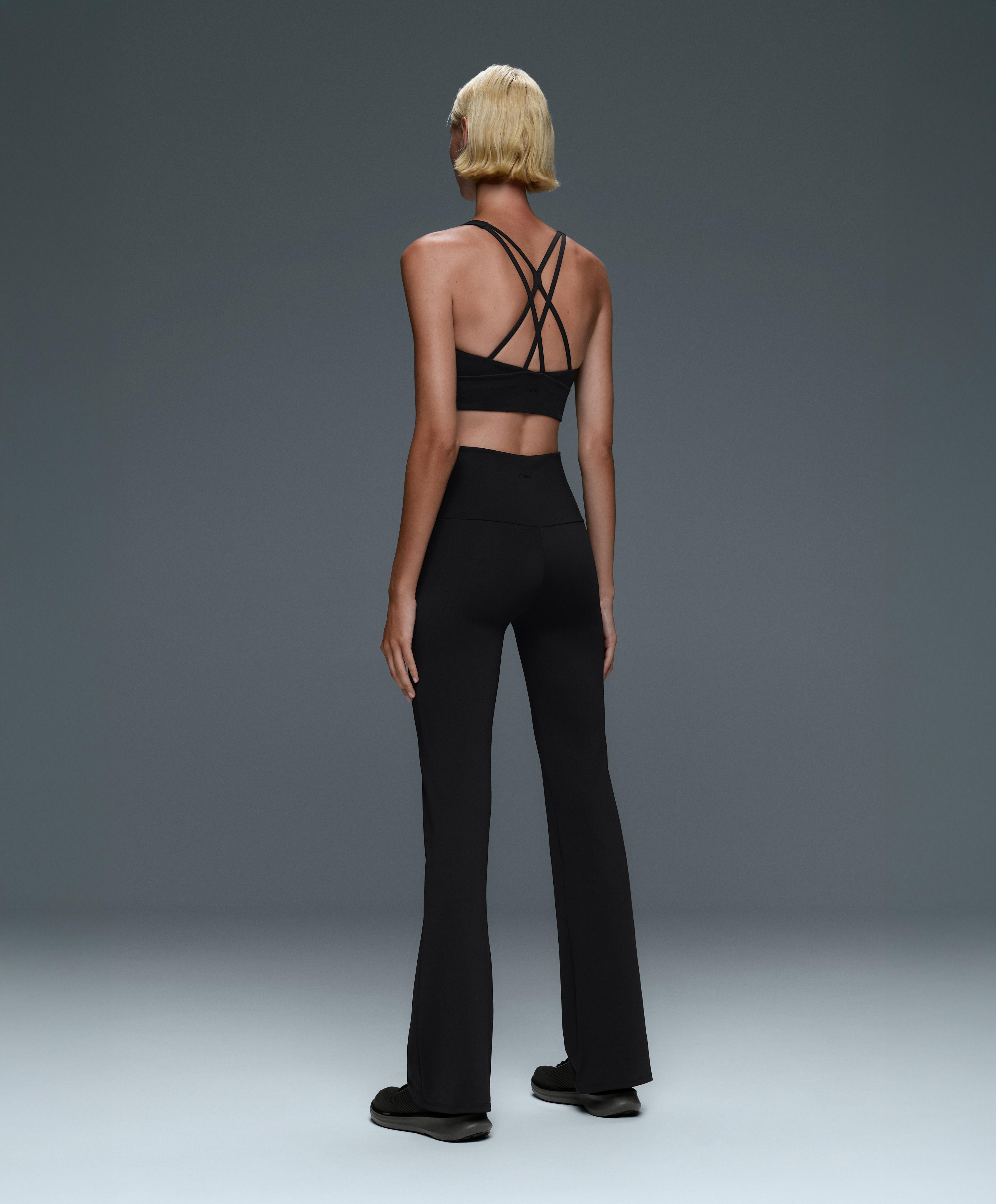 Super high rise Comfortlux flare trousers — BLACK