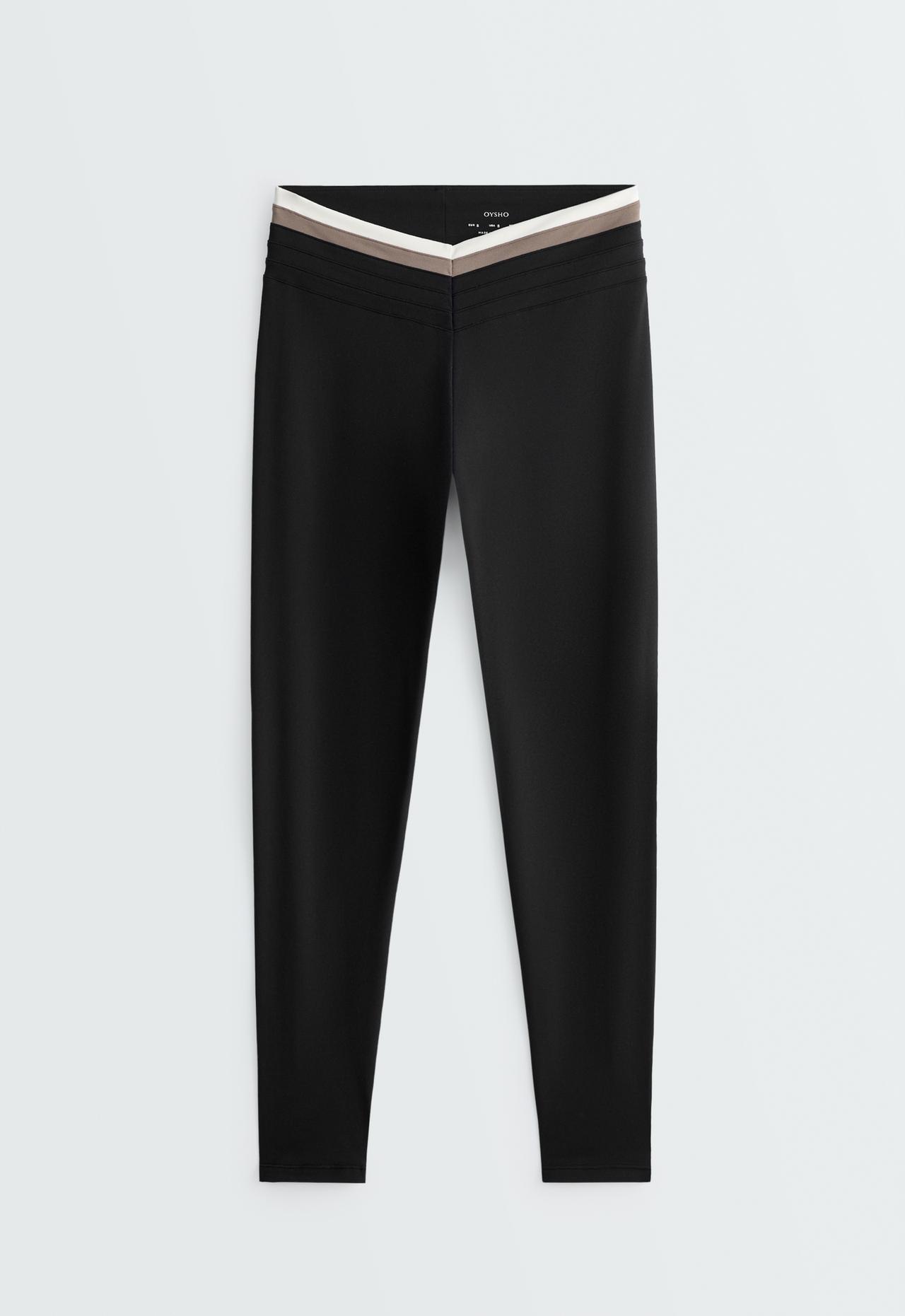 Comfortlux ankle-length high rise block leggings — BLACK