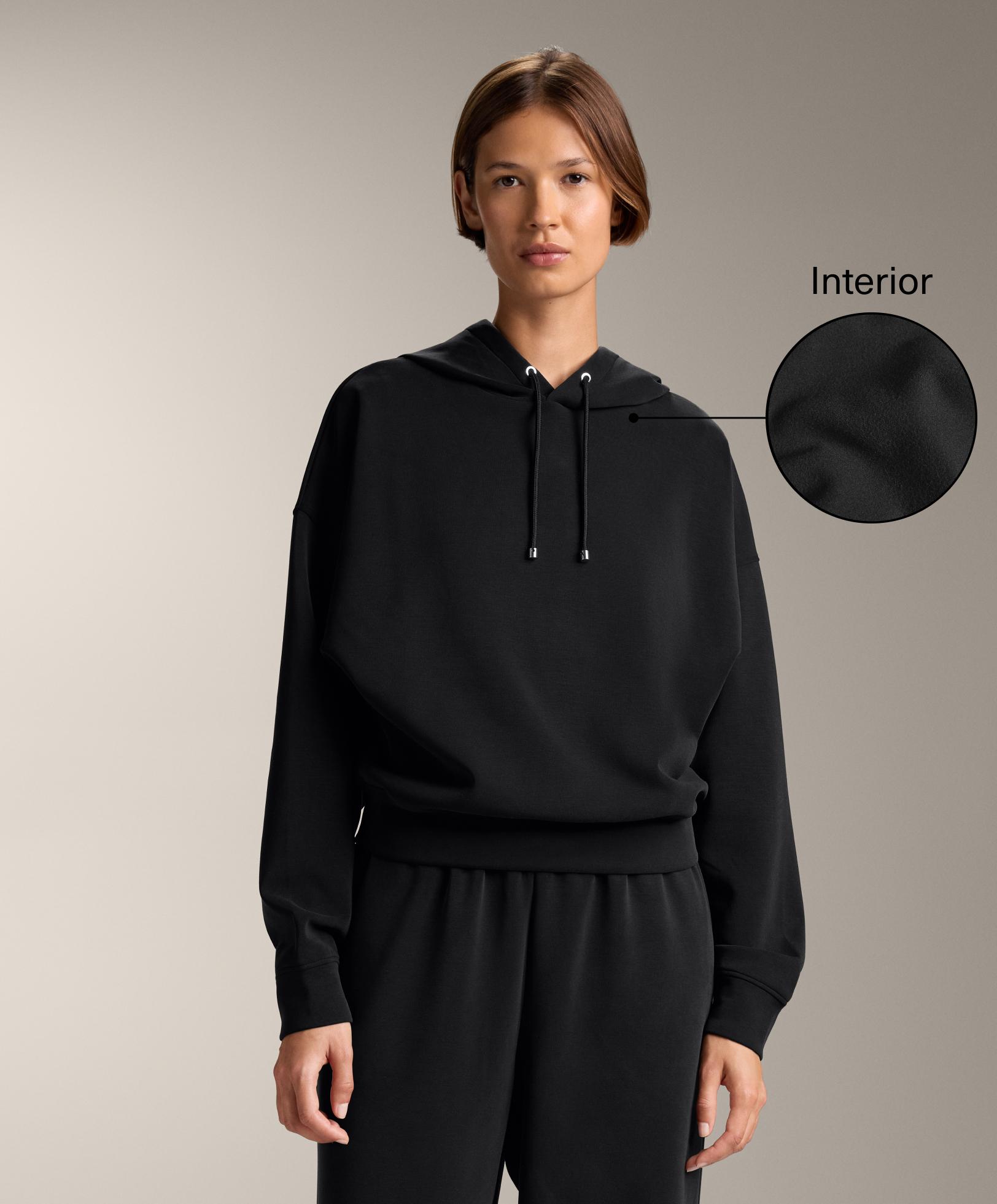 Hooded boxy sweatshirt with brushed modal
