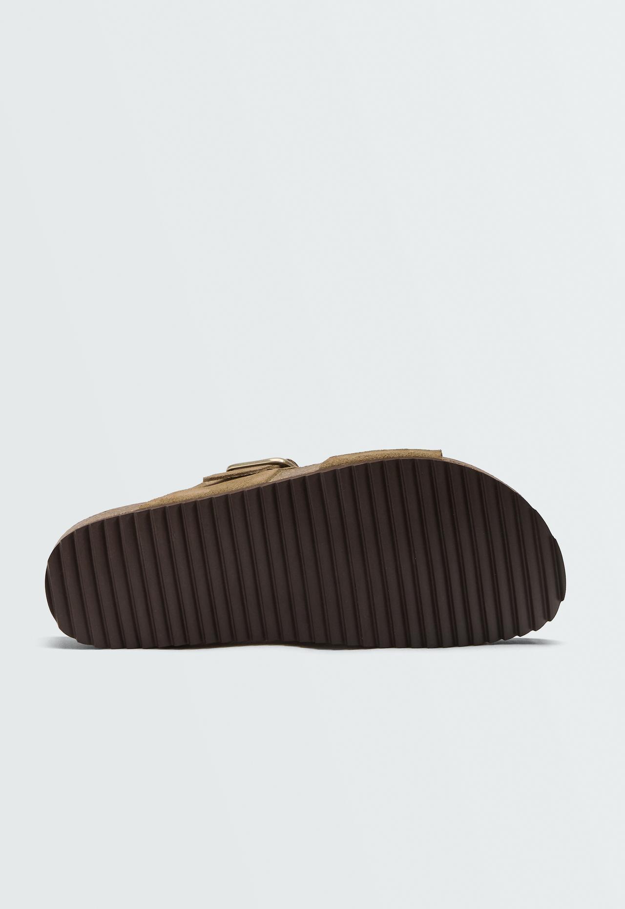 Buckle split-leather slides — MOLE