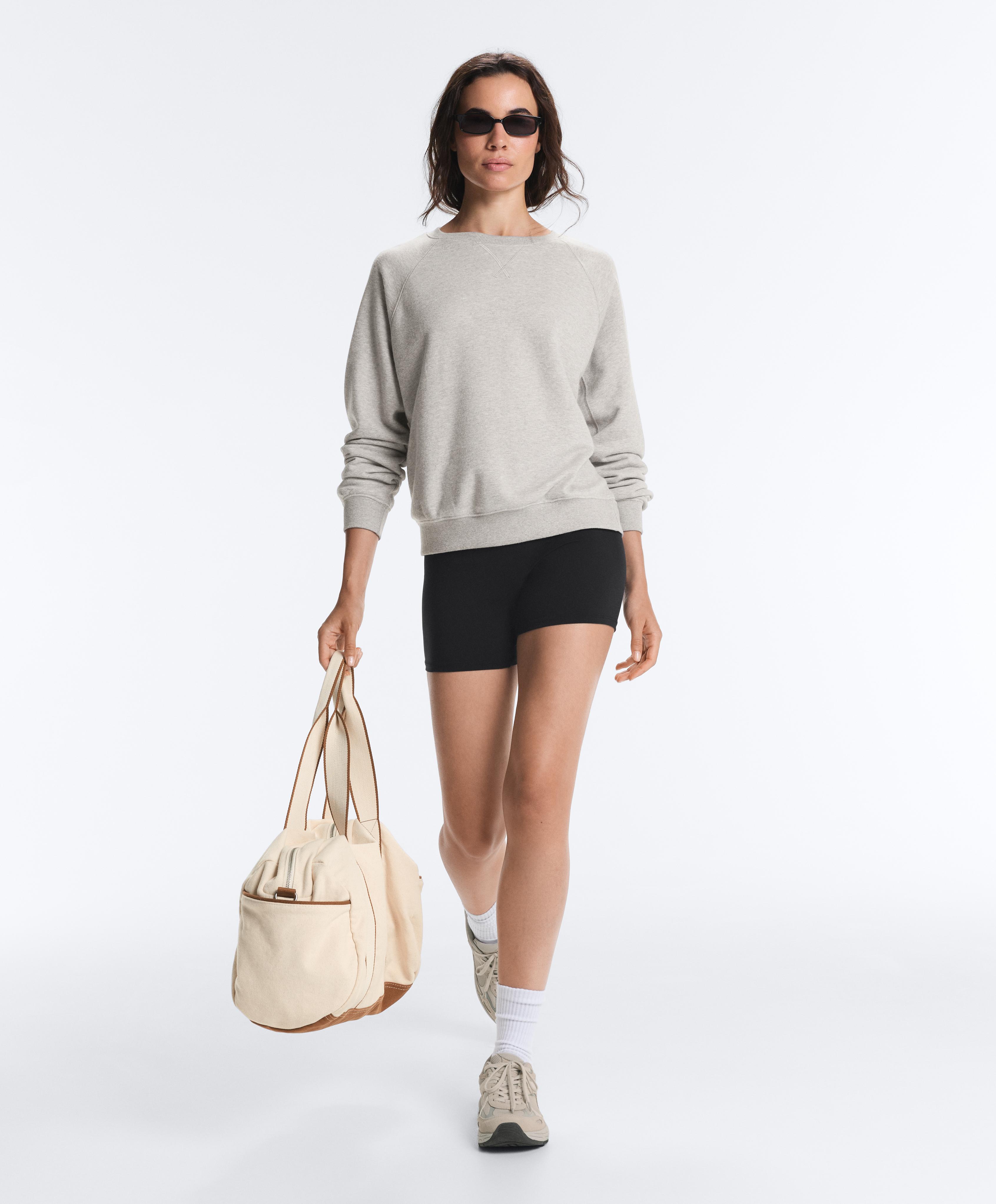 Cotton-blend fleece round neck sweatshirt