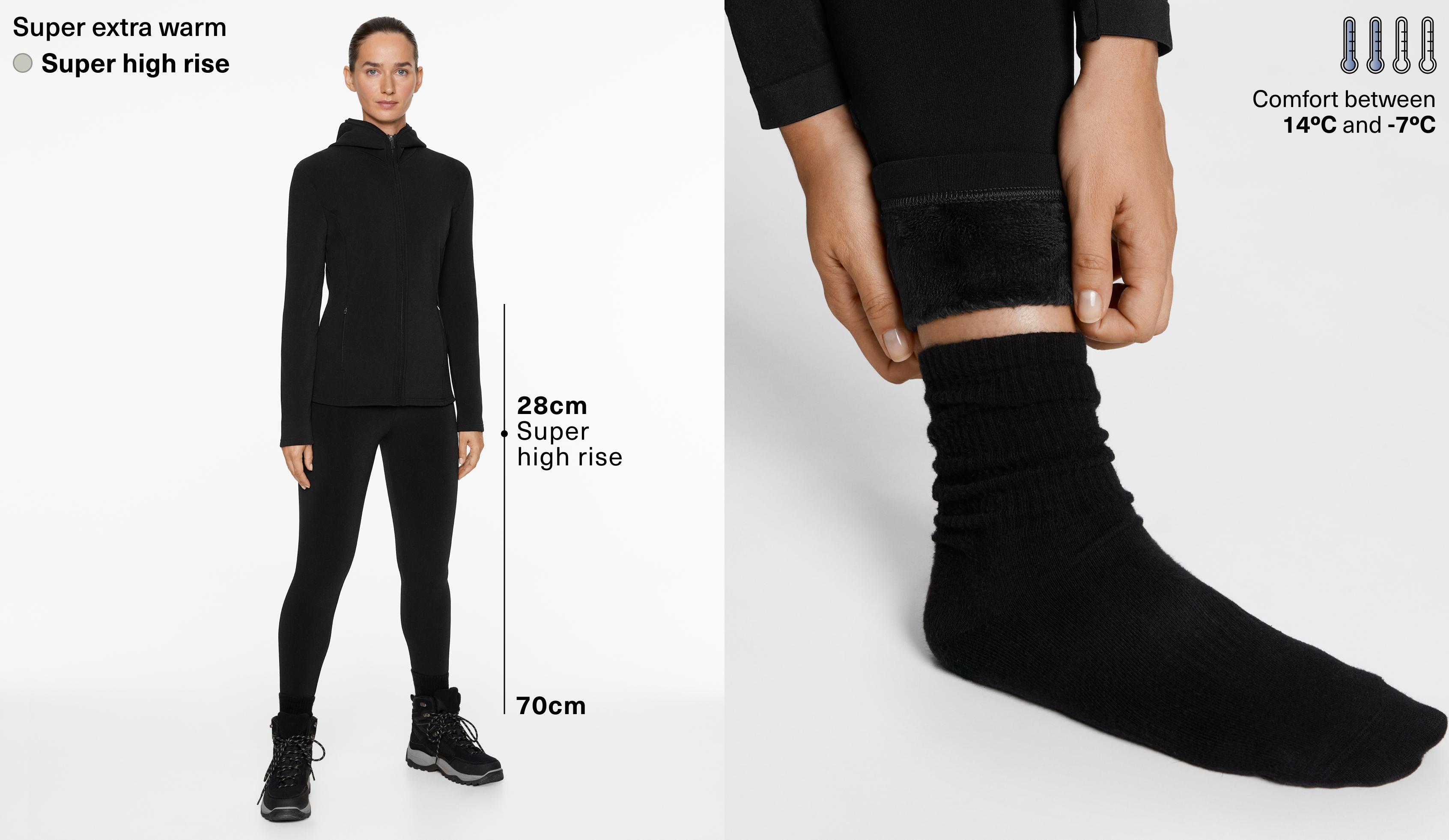 Super-extra-warm seamless 70cm super high-rise ankle-length leggings