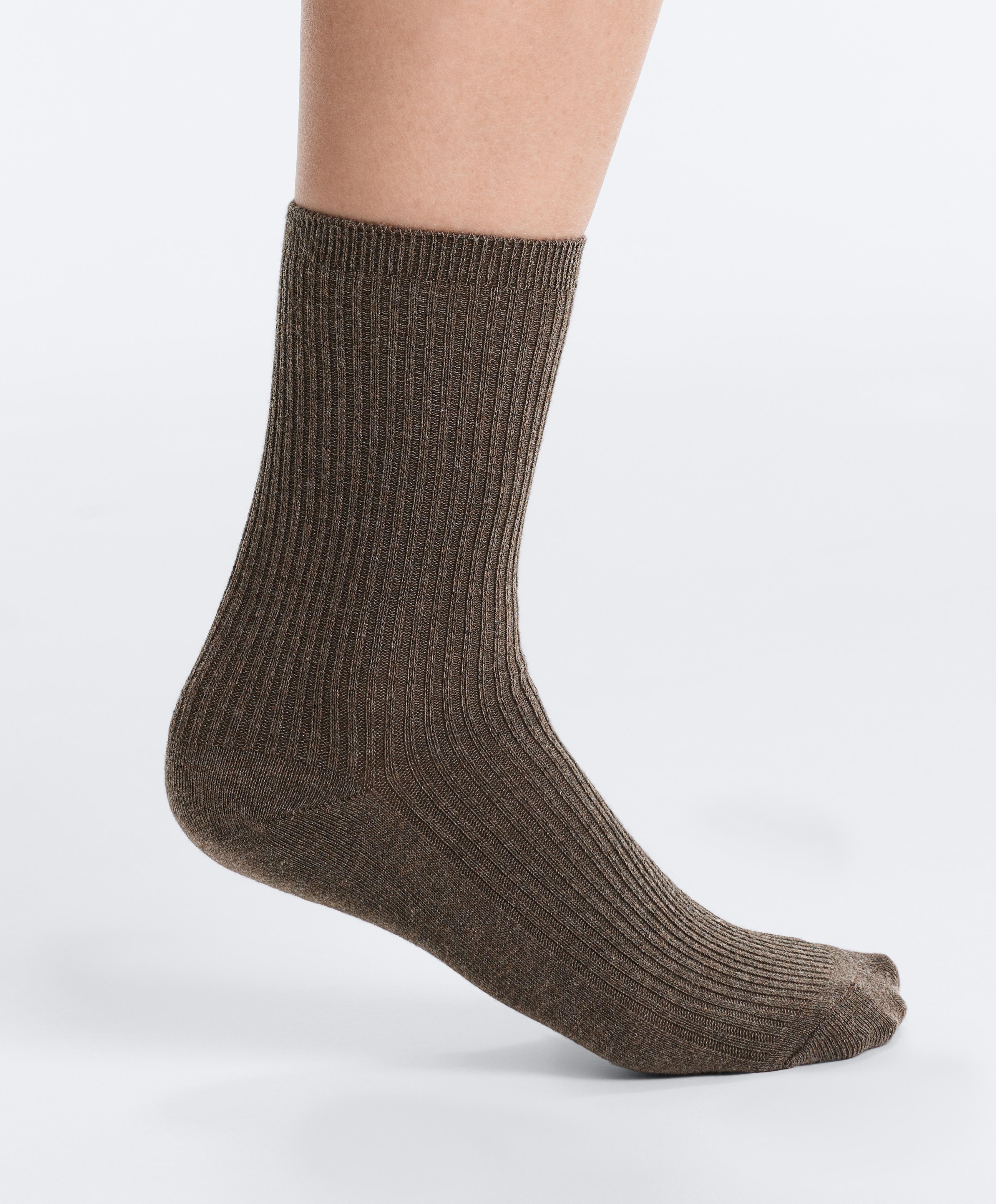 5 pairs of cotton blend classic socks — SAND MELANGE