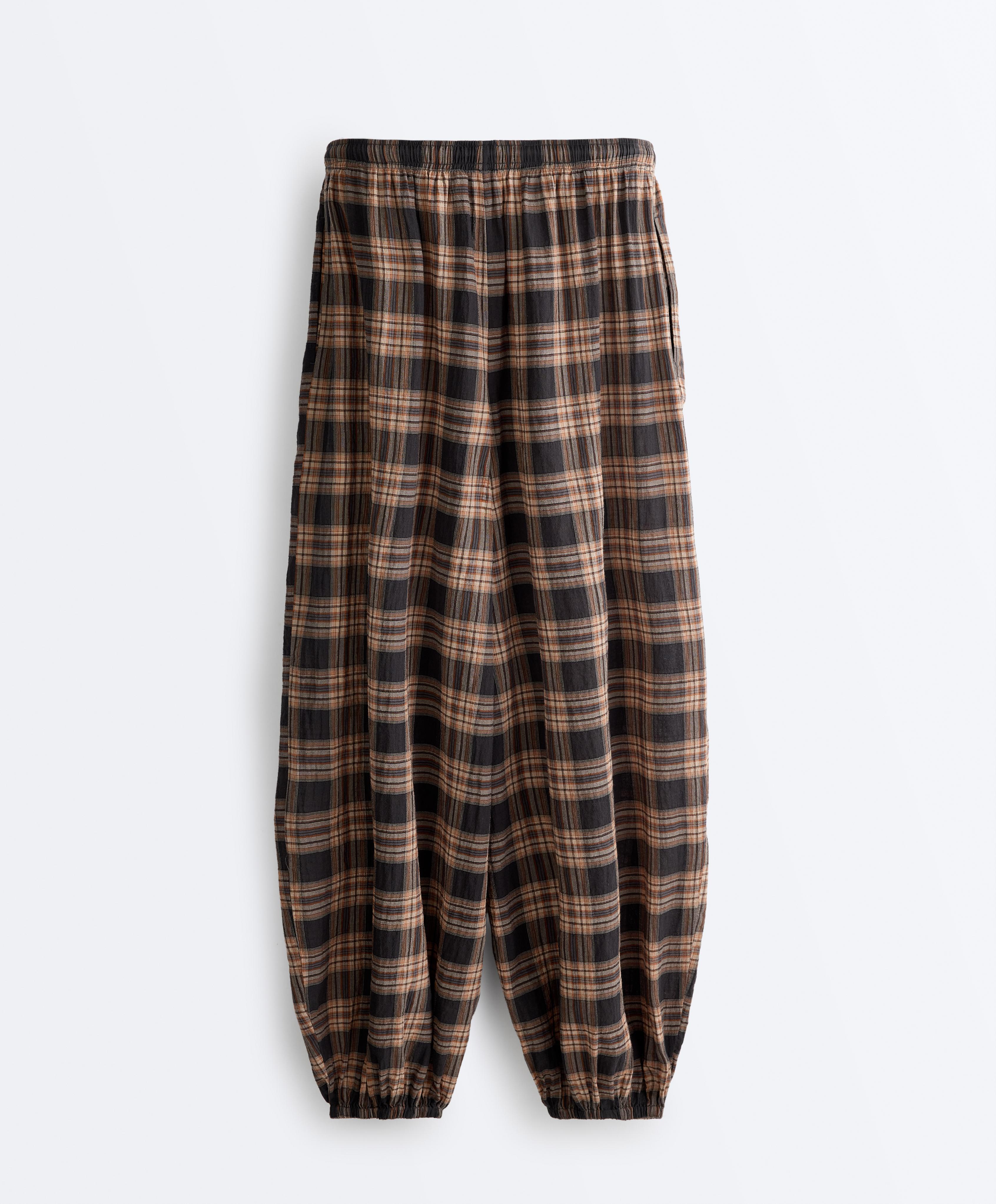 Check cotton-blend bloomer trousers — WASHED BLACK