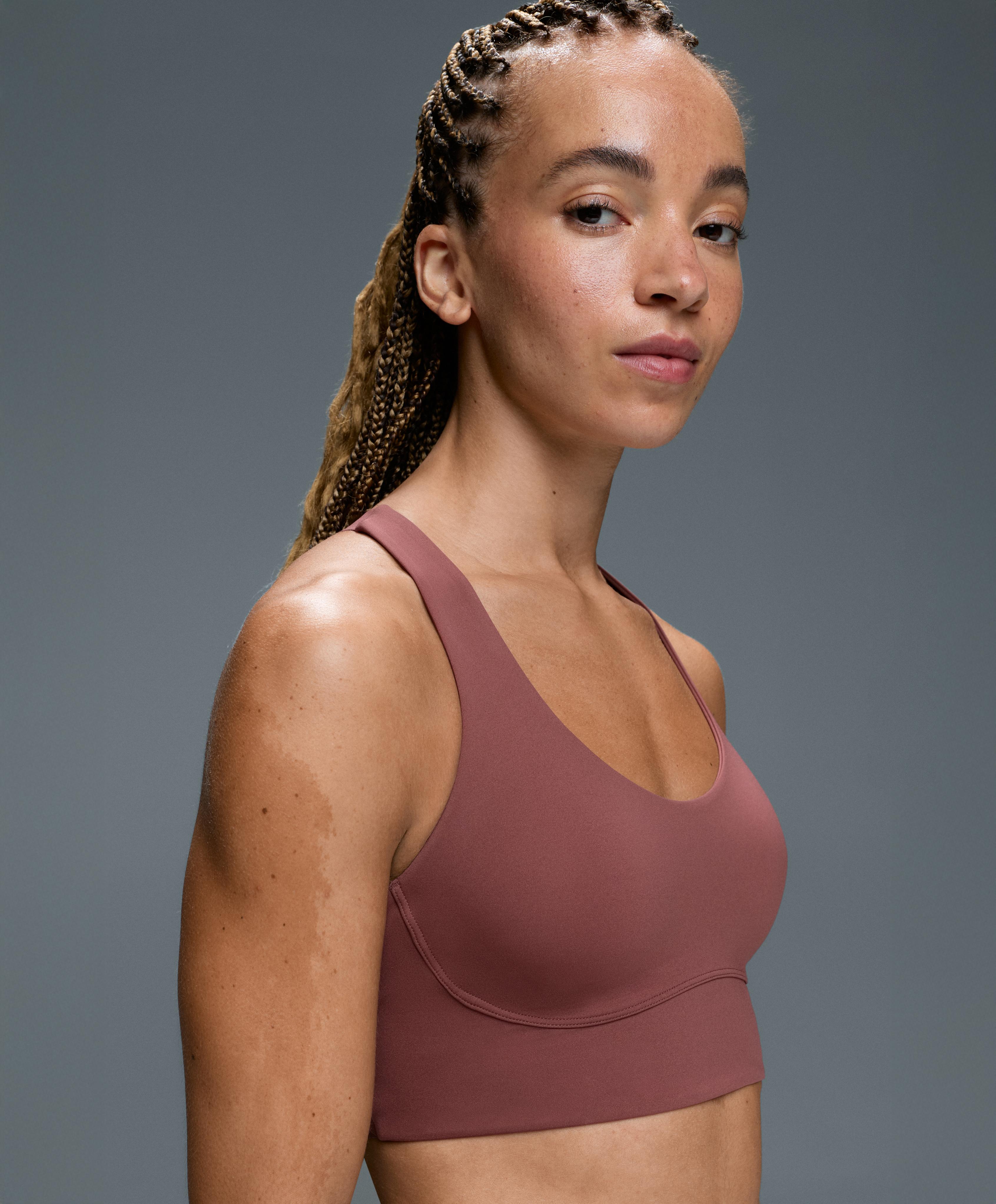 Compressive Medium-Support Crossover Back Sports Bra — FADED BURGUNDY