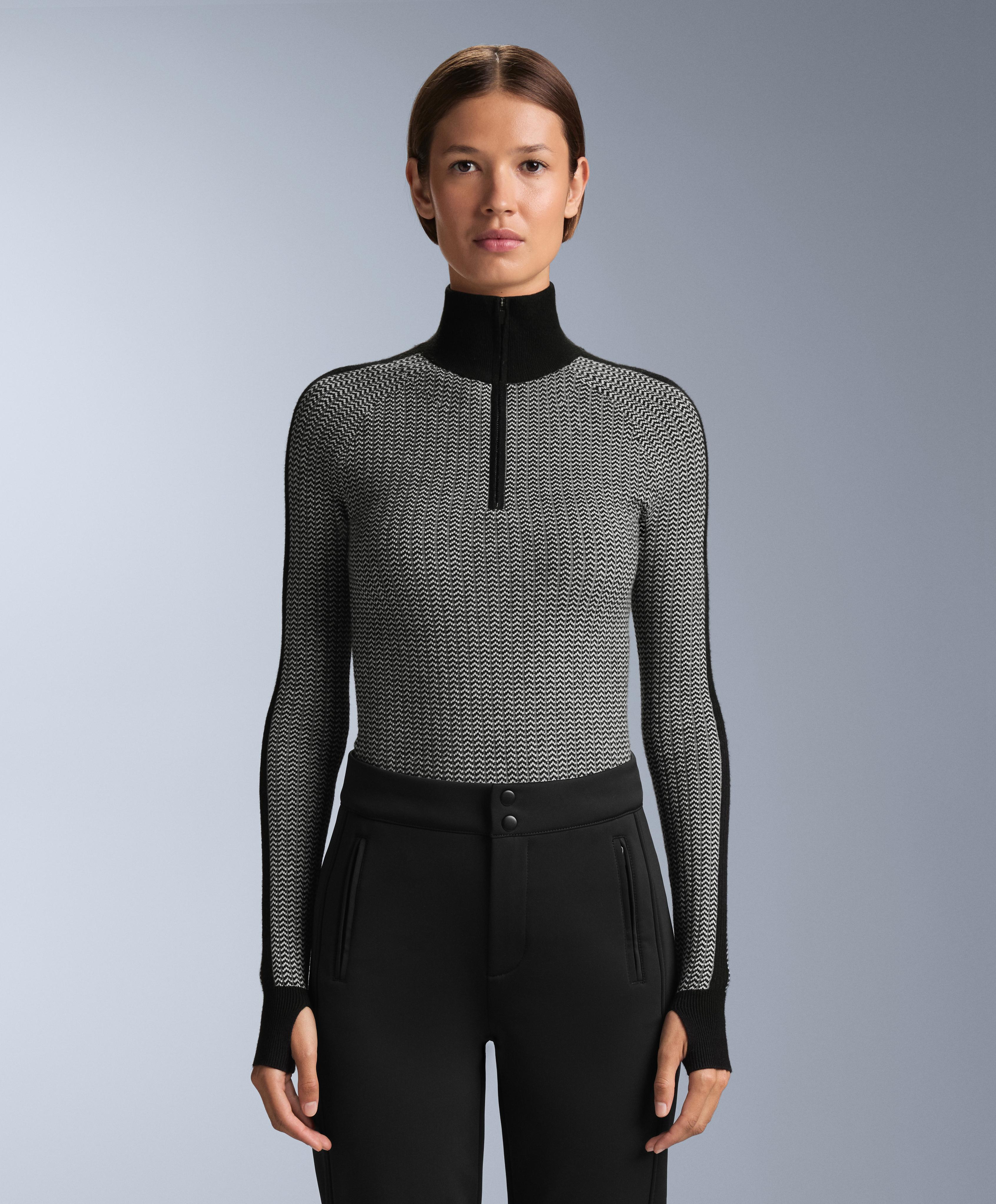Herringbone jacquard knit thermal base layer top Herringbone jacquard knit thermal base layer top