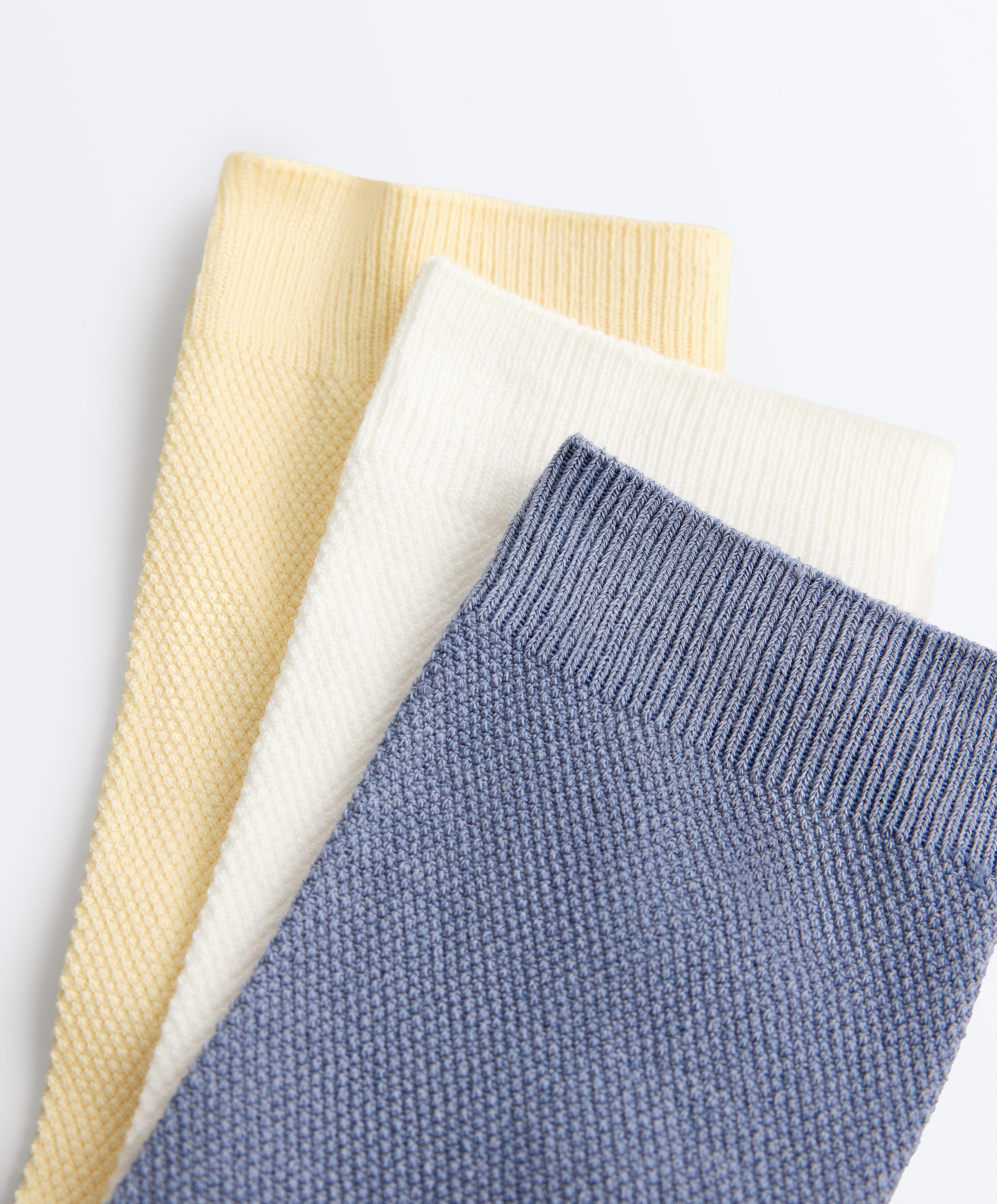 3 pairs of cotton blend classic pique socks — YELLOW