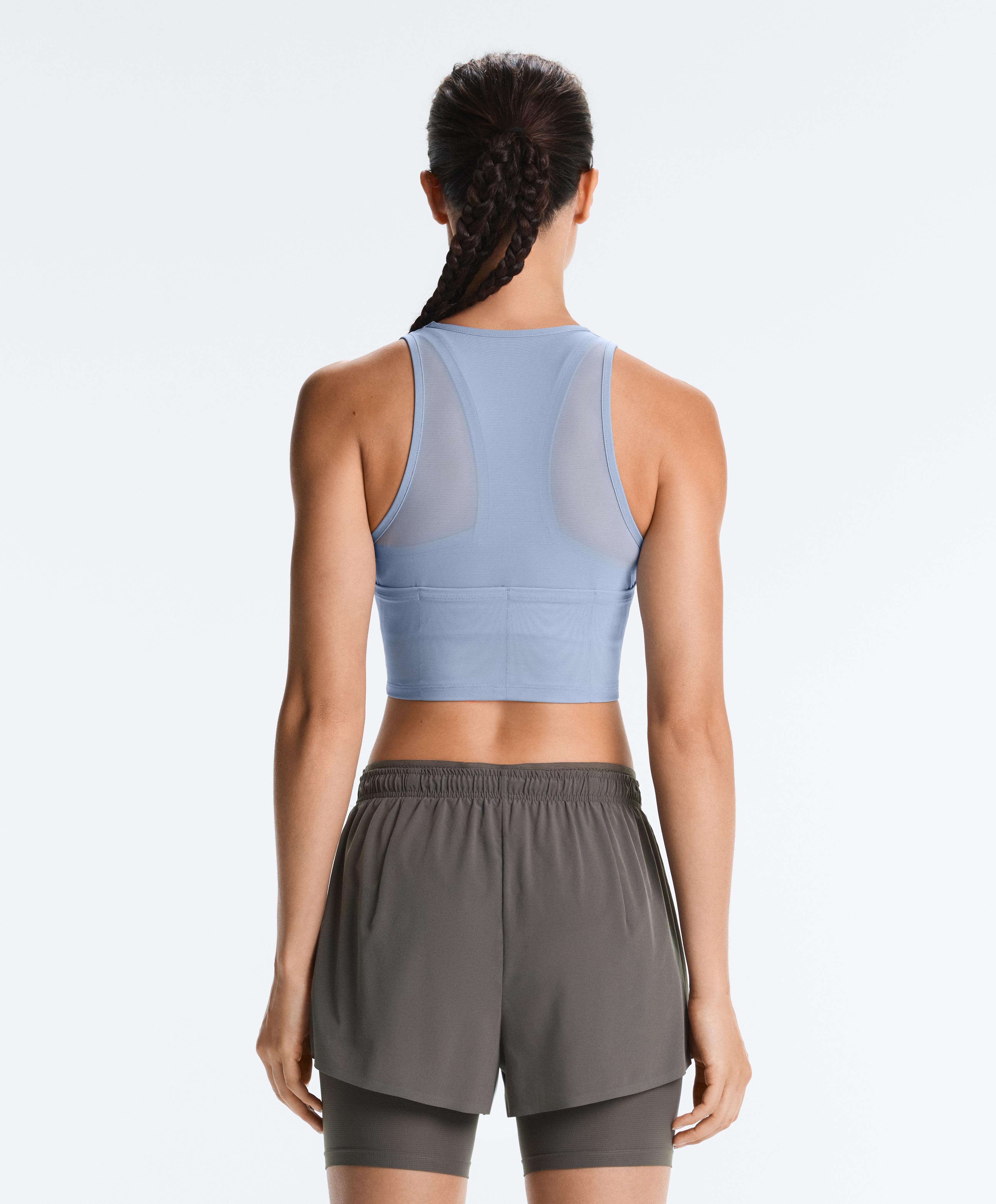 Sheer compressive tank top — MID GREY-BLUE