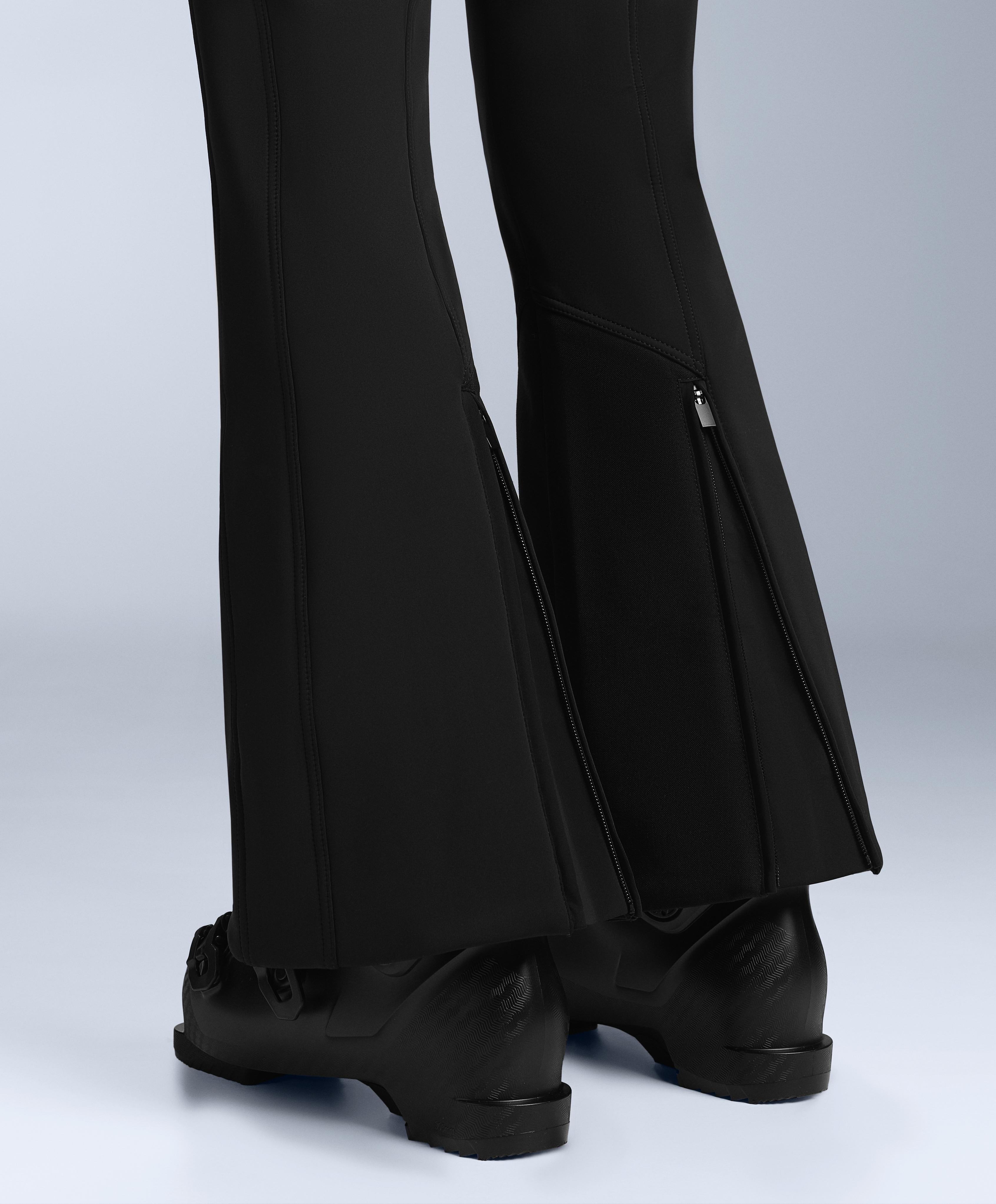 Water-resistant high-rise flare stretch SKI trousers — BLACK