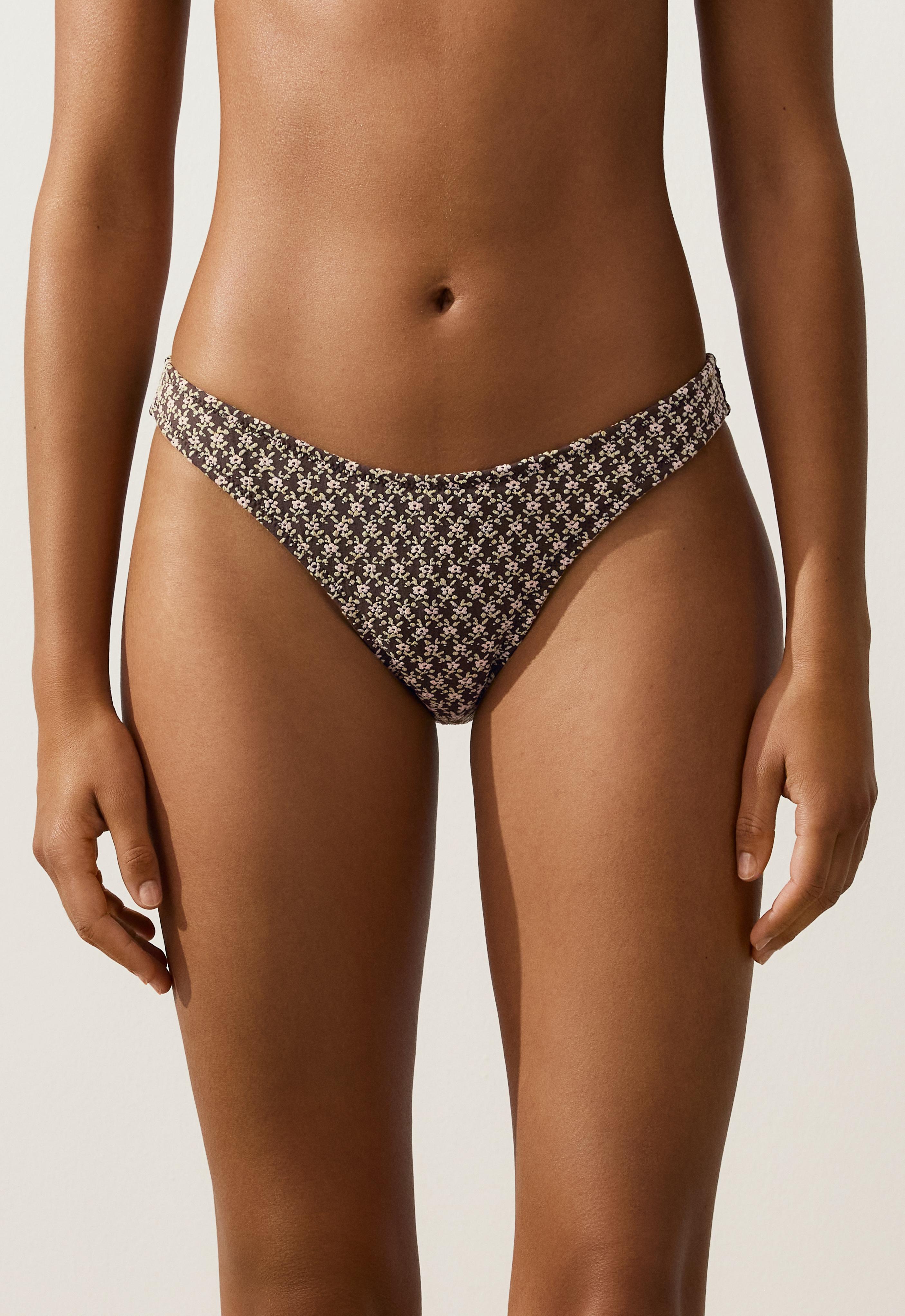 Bas de bikini culotte à couvrance moyenne en U jacquard fleuri - Soldes