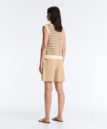 Striped V-neck knit vest — ECRU 6
