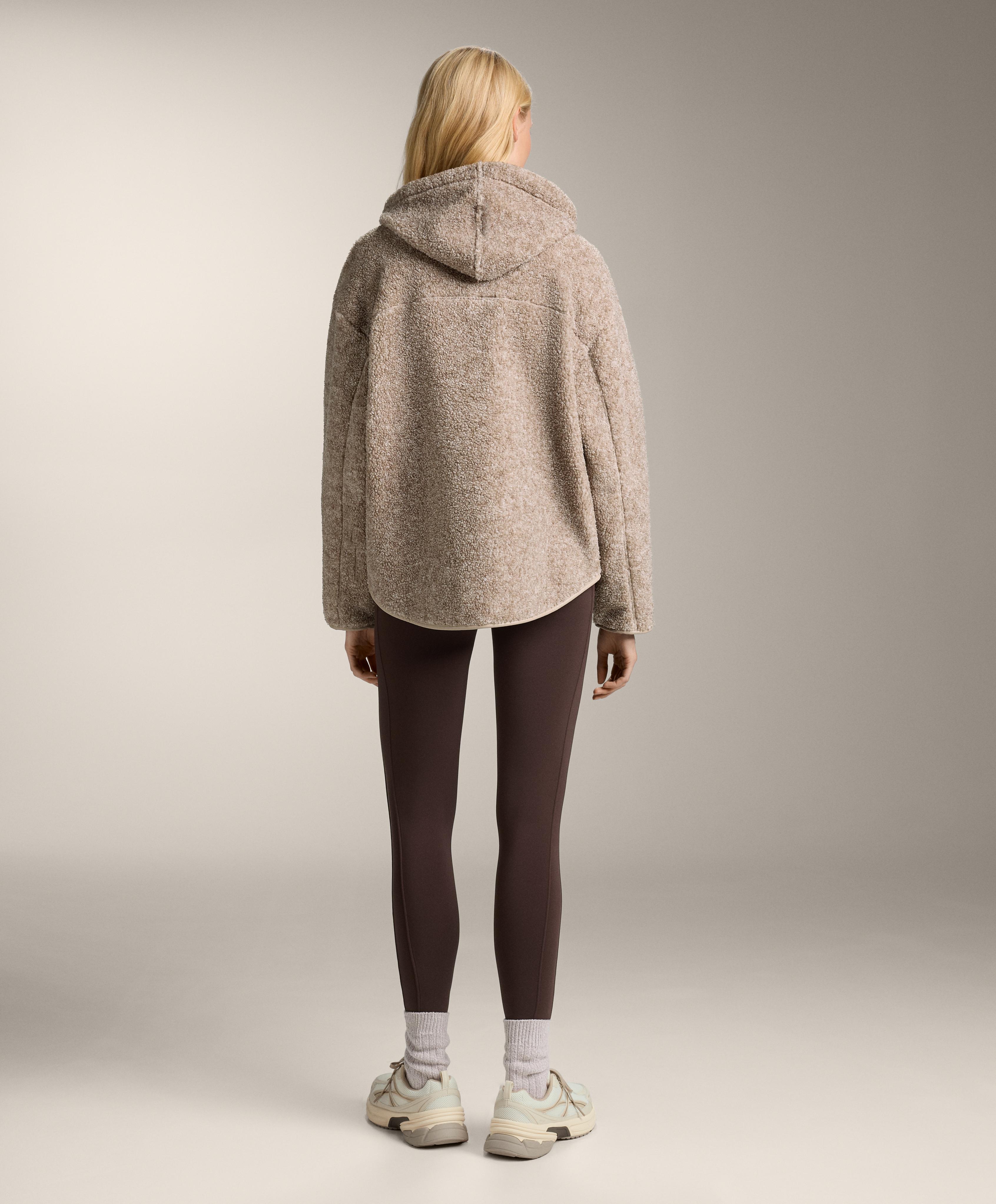 Faux-shearling hooded jacket — MINK MELANGE